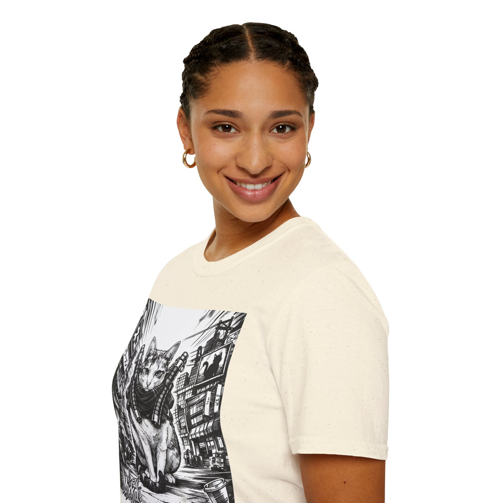 Cat Samurai T‑Shirt — Urban Noir Graphic Tee (Mxkd)