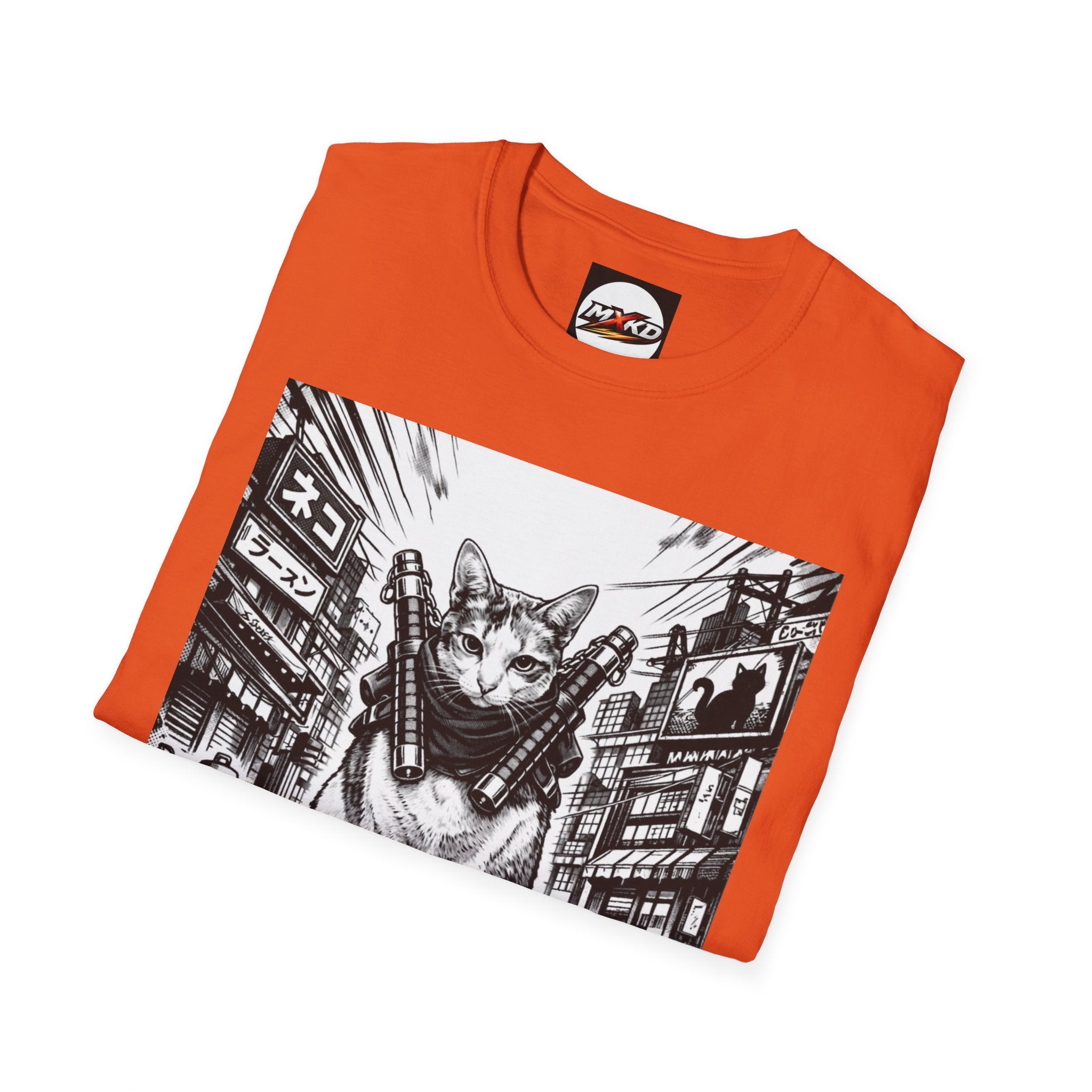 Cat Samurai T‑Shirt — Urban Noir Graphic Tee (Mxkd)