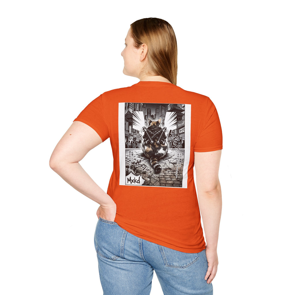Cat Samurai T‑Shirt — Urban Noir Graphic Tee (Mxkd)