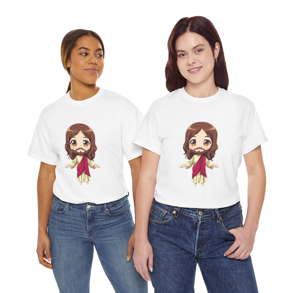 Christian Jesus Tee — Cute Chibi Front & Classic Back Religious T-Shirt
