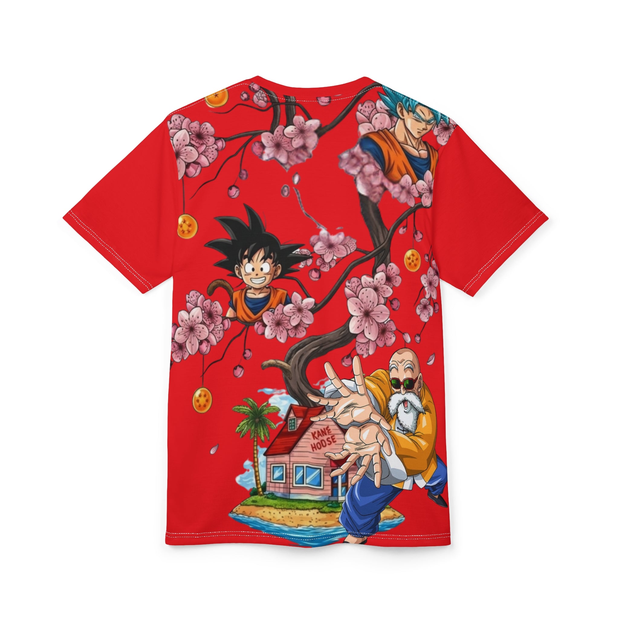 Dragon Ball Z Red Crewneck Tee – Goku, Shenron & Sakura All-Over Print