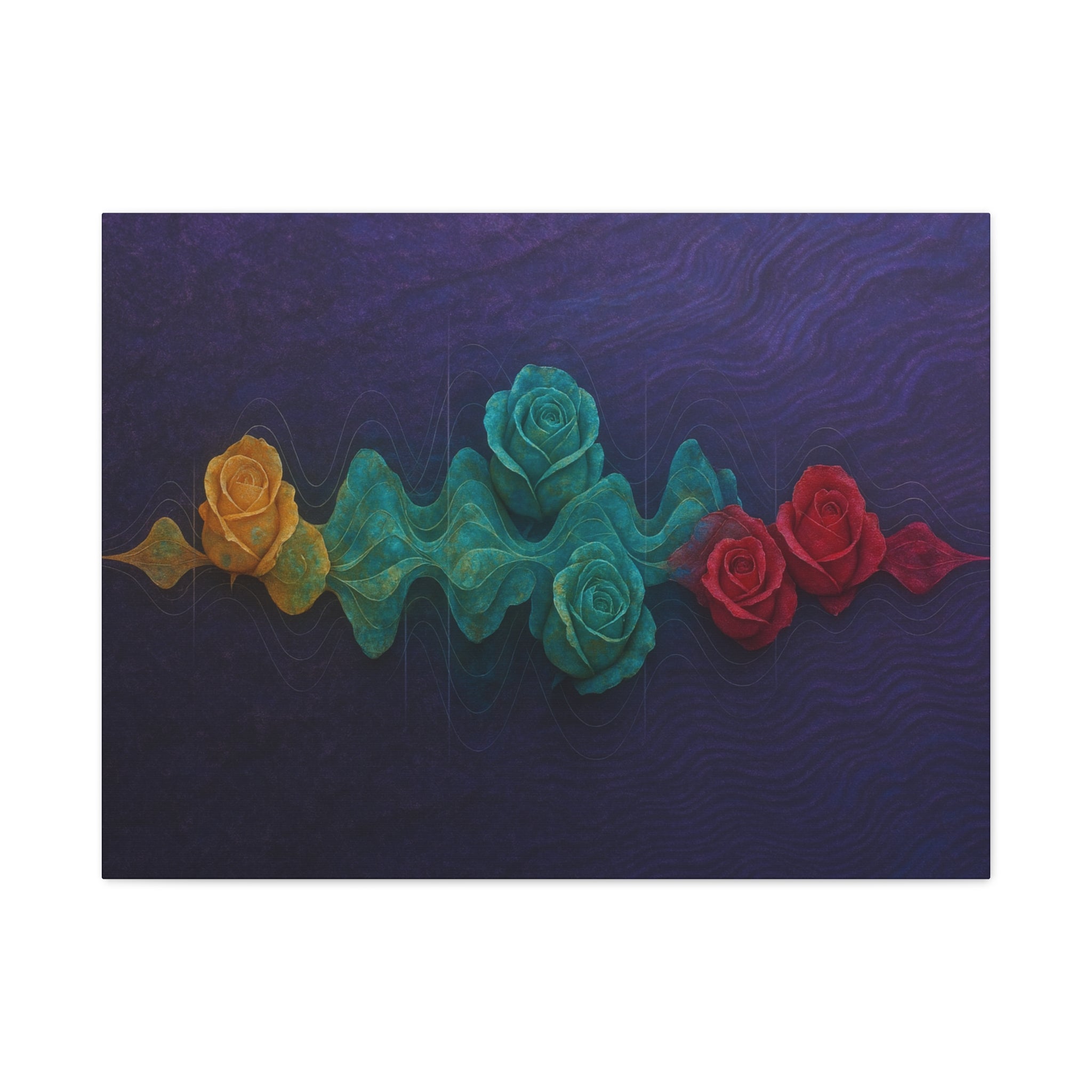 Rainbow Rose Wave Matte Canvas Print — Stretched 1.25" Wall Art