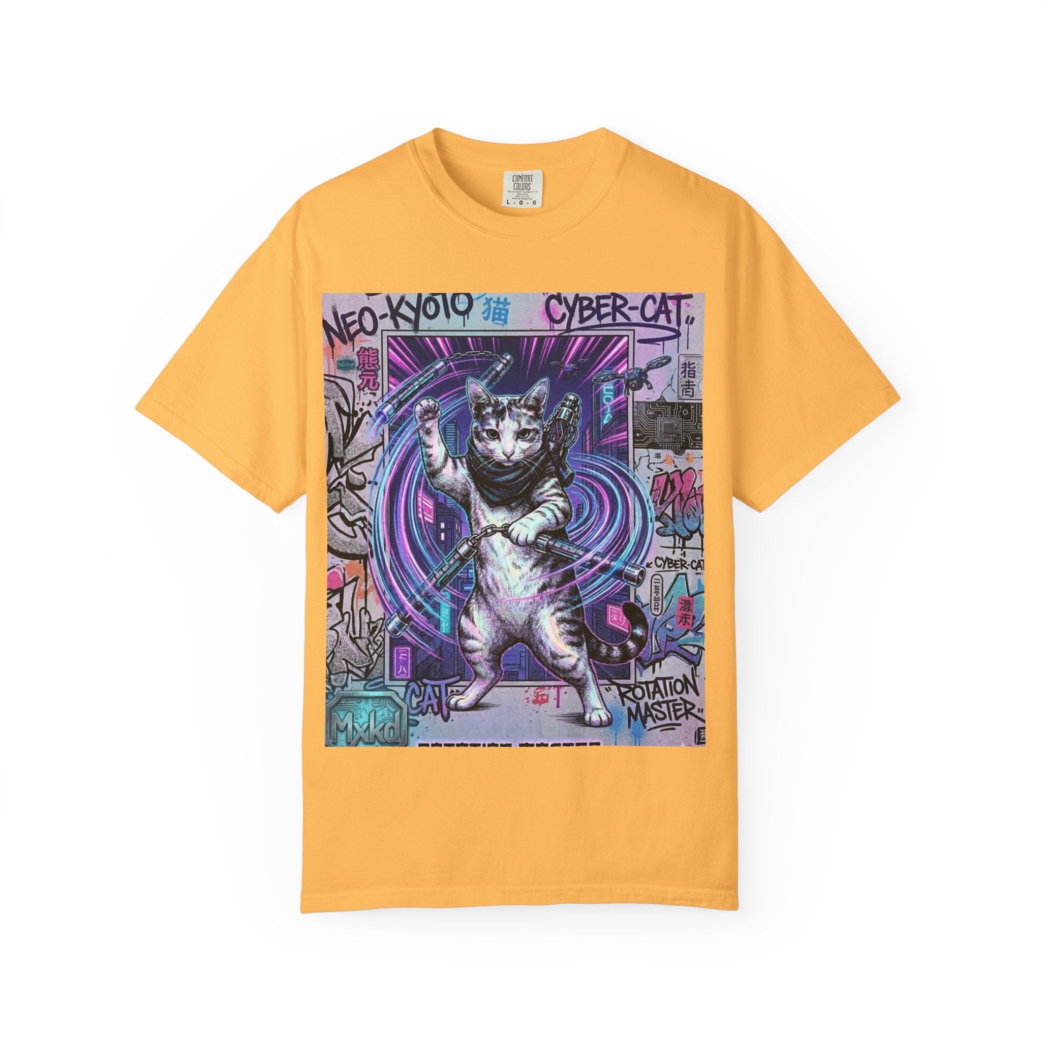 Cyber Cat T-Shirt — Neo-Kyoto Street Art Graphic Tee