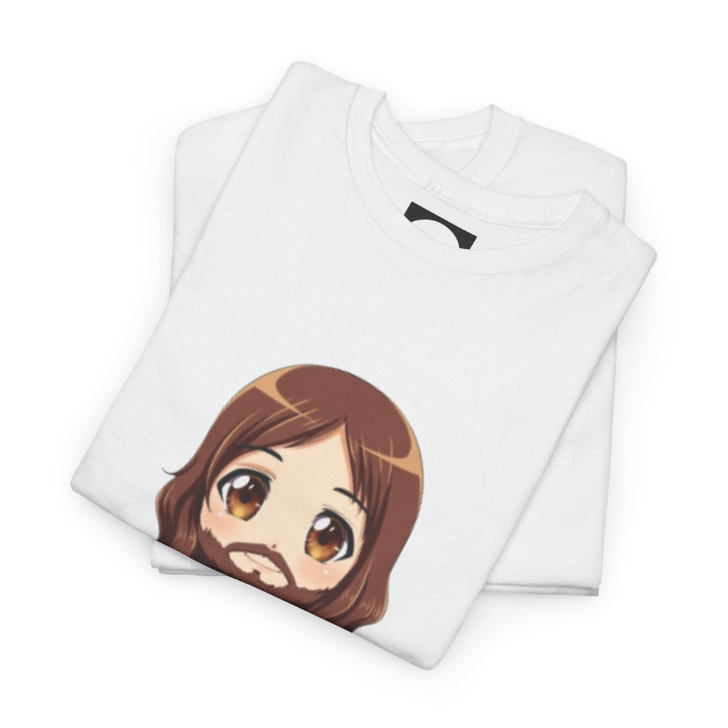 Christian Jesus Tee — Cute Chibi Front & Classic Back Religious T-Shirt