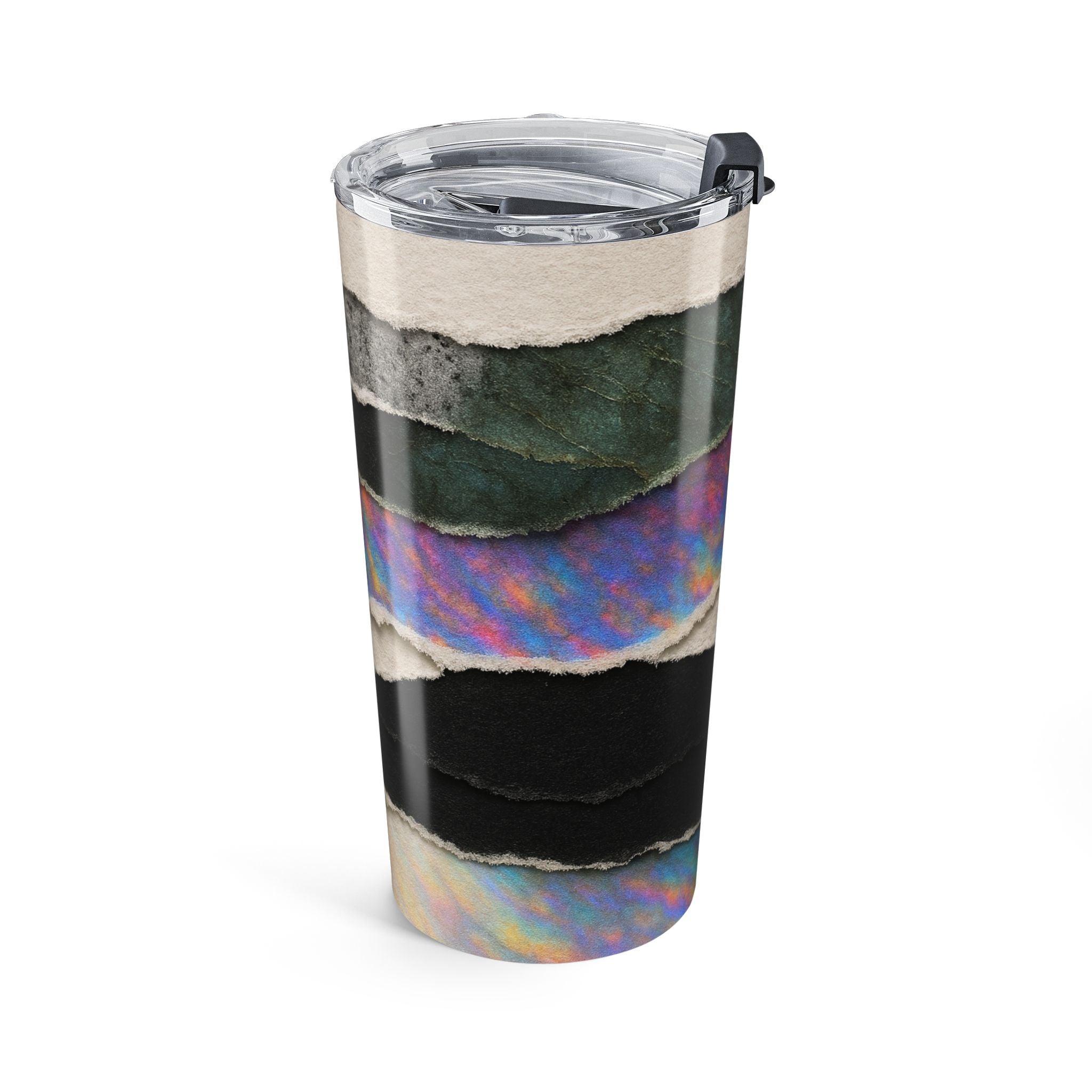 20oz Abstract Torn Paper Tumbler — Iridescent & Textured Travel Cup