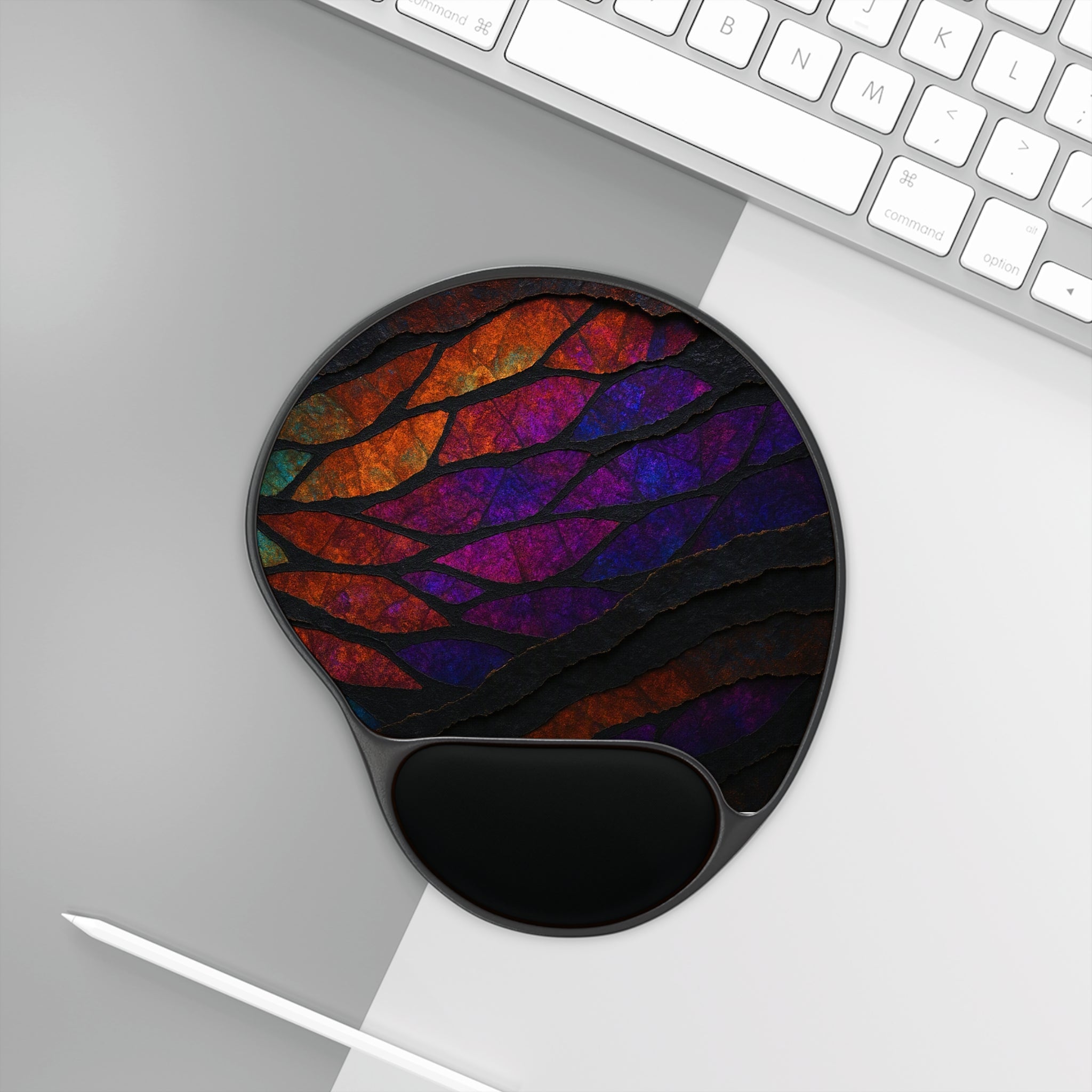 Stained Glass Wave Ergonomic Mouse Pad with Wrist Rest