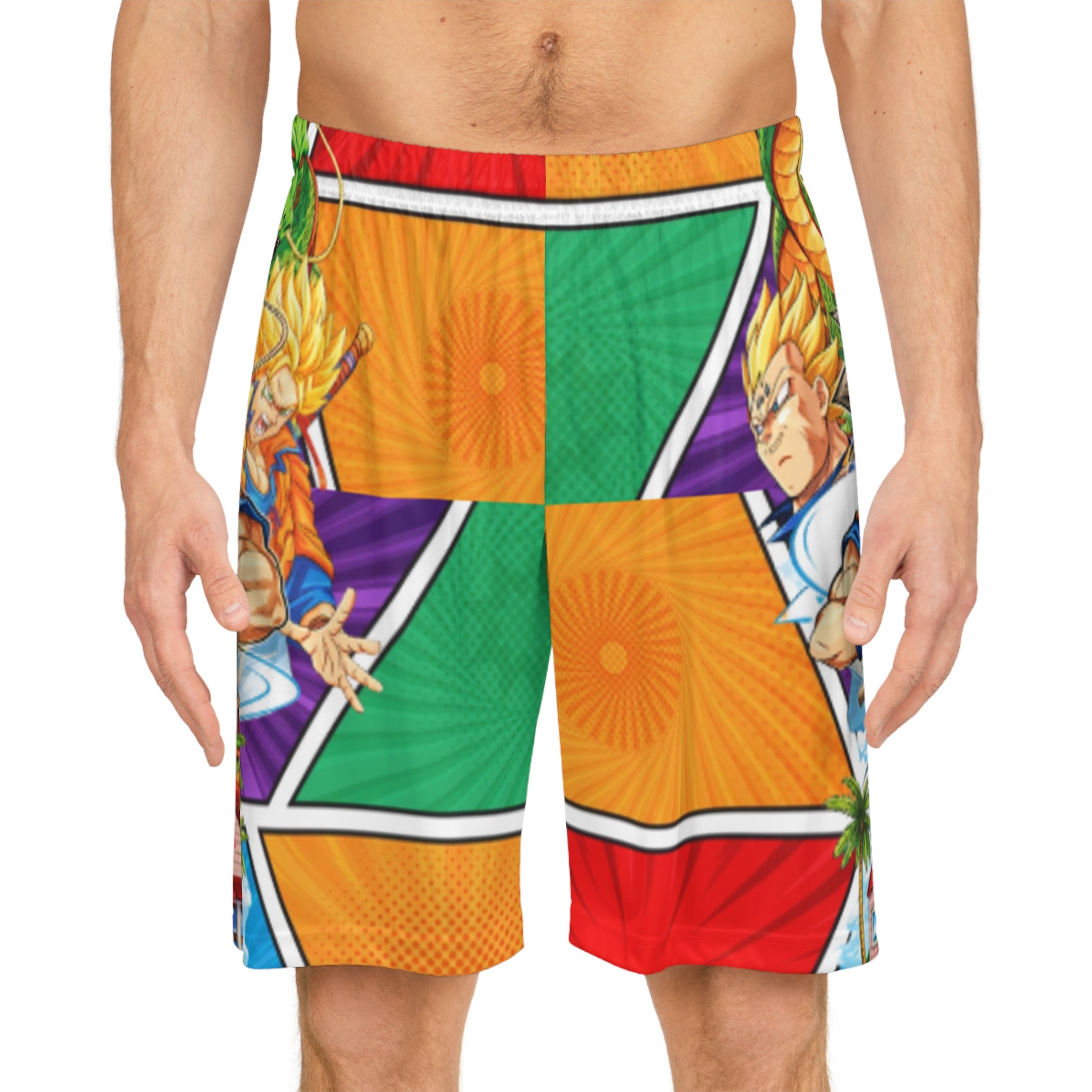 Dragon Ball Anime Colorblock Basketball Shorts