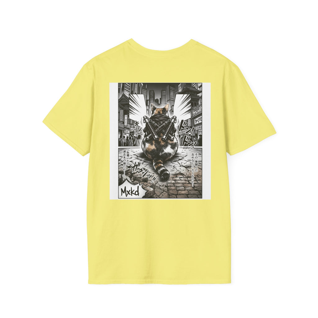 Cat Samurai T‑Shirt — Urban Noir Graphic Tee (Mxkd)