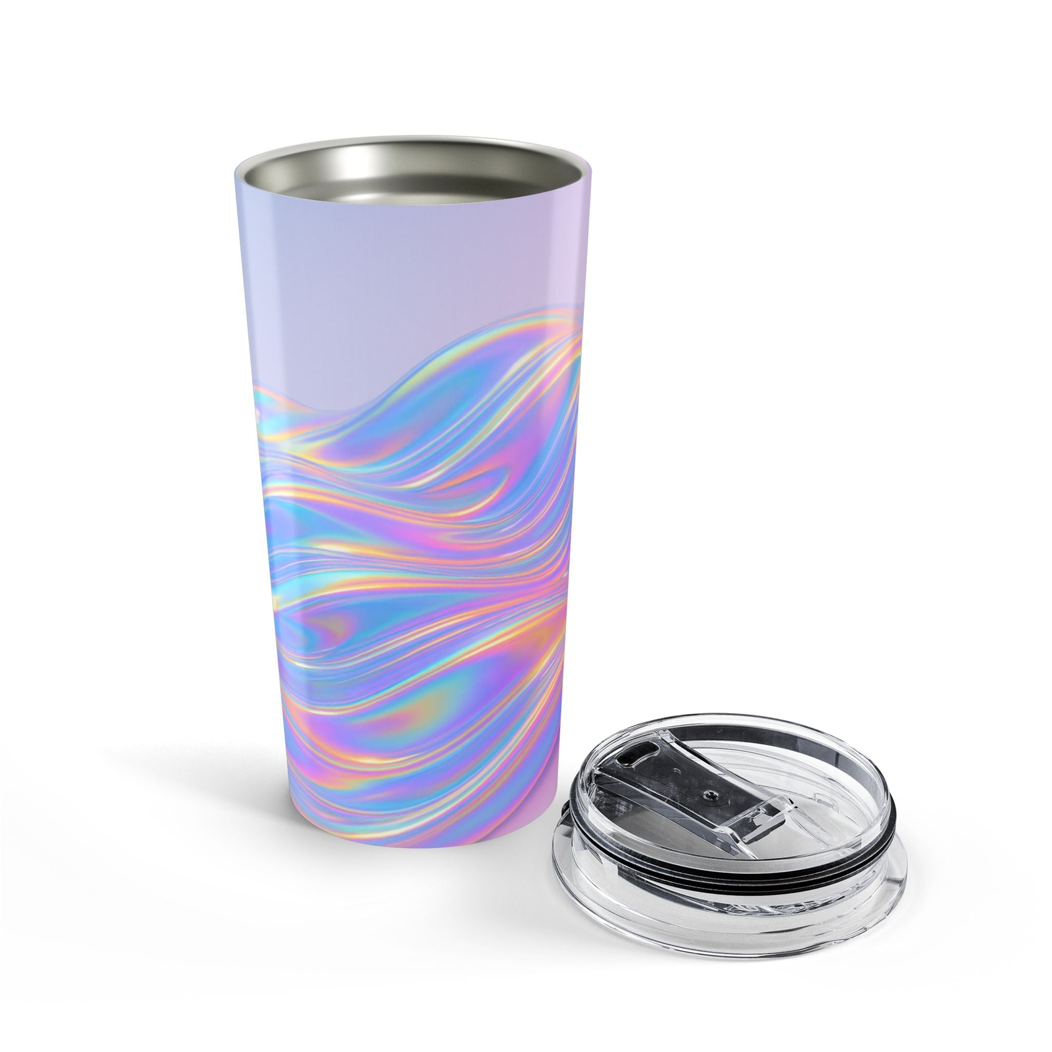 20oz Iridescent Holographic Swirl Tumbler — Rainbow Wave Insulated Travel Cup