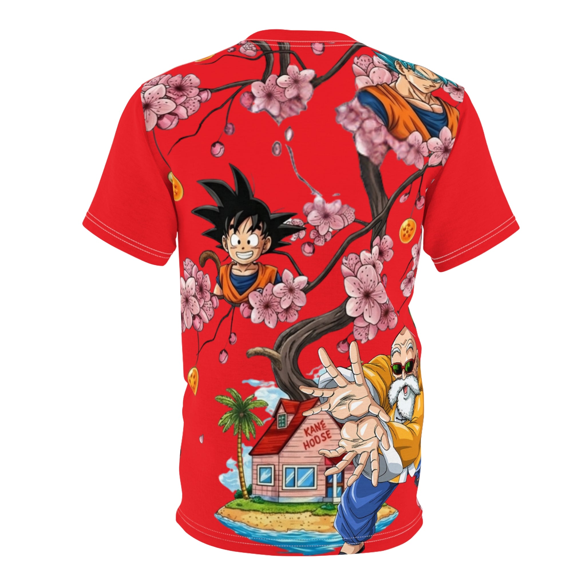 Dragon Ball Z Red Crewneck Tee – Goku, Shenron & Sakura All-Over Print