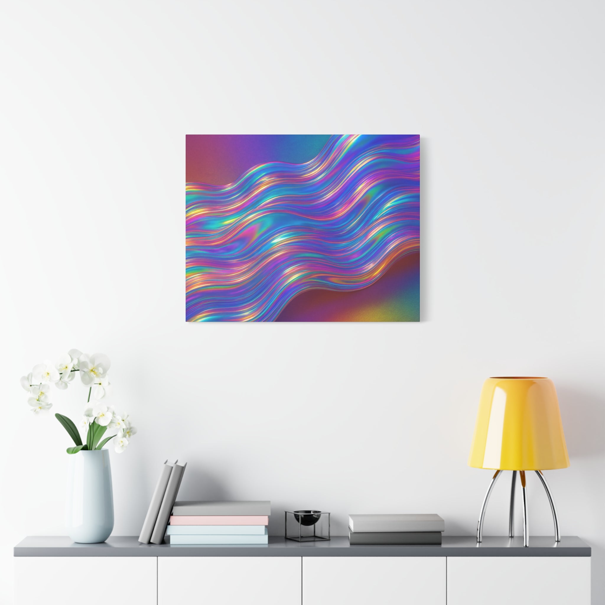 rainbow Iridescent Wave Matte Canvas Wall Art — Stretched 1.25"