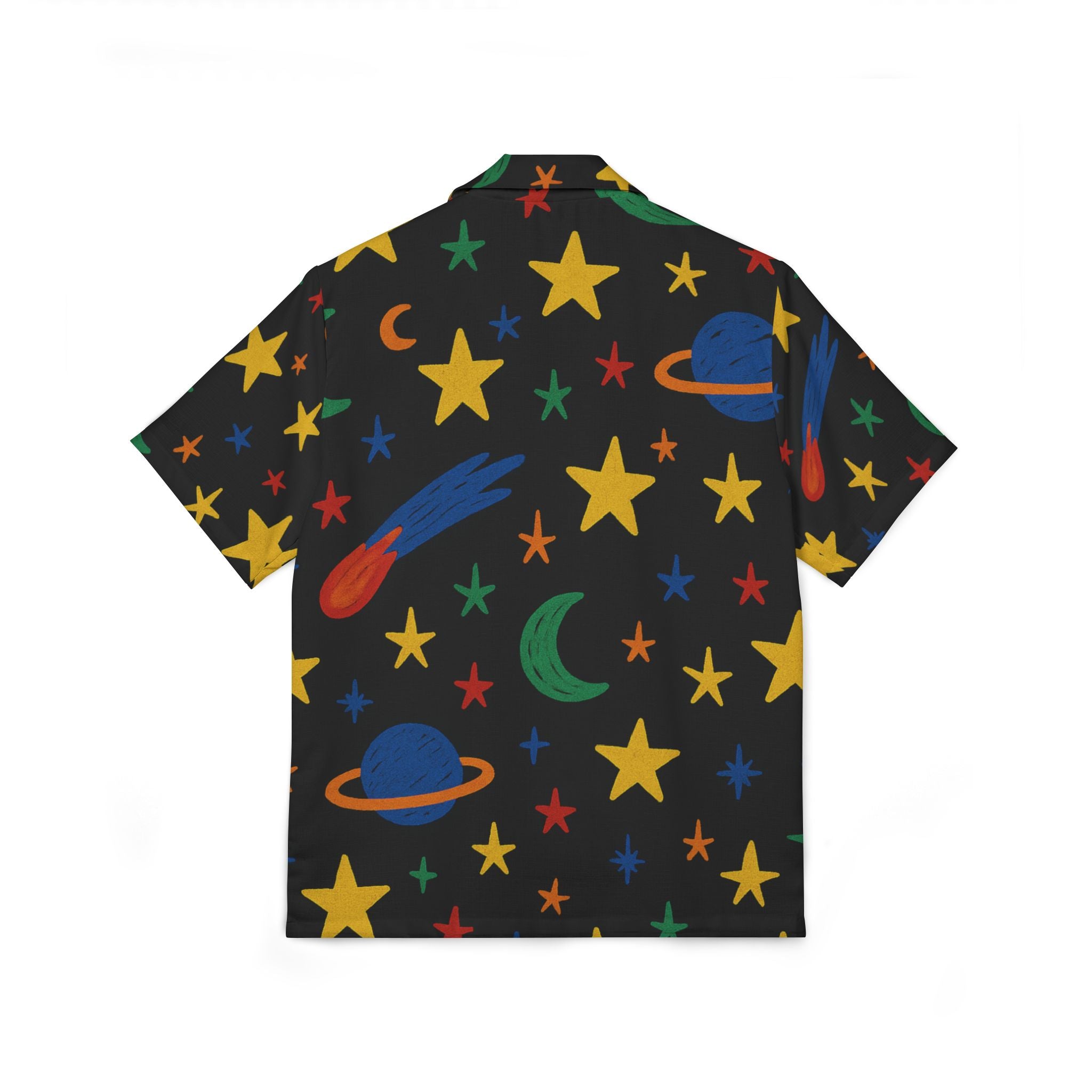 Cosmic Nights Hawaiian Shirt — Planet, Stars & Comet Print