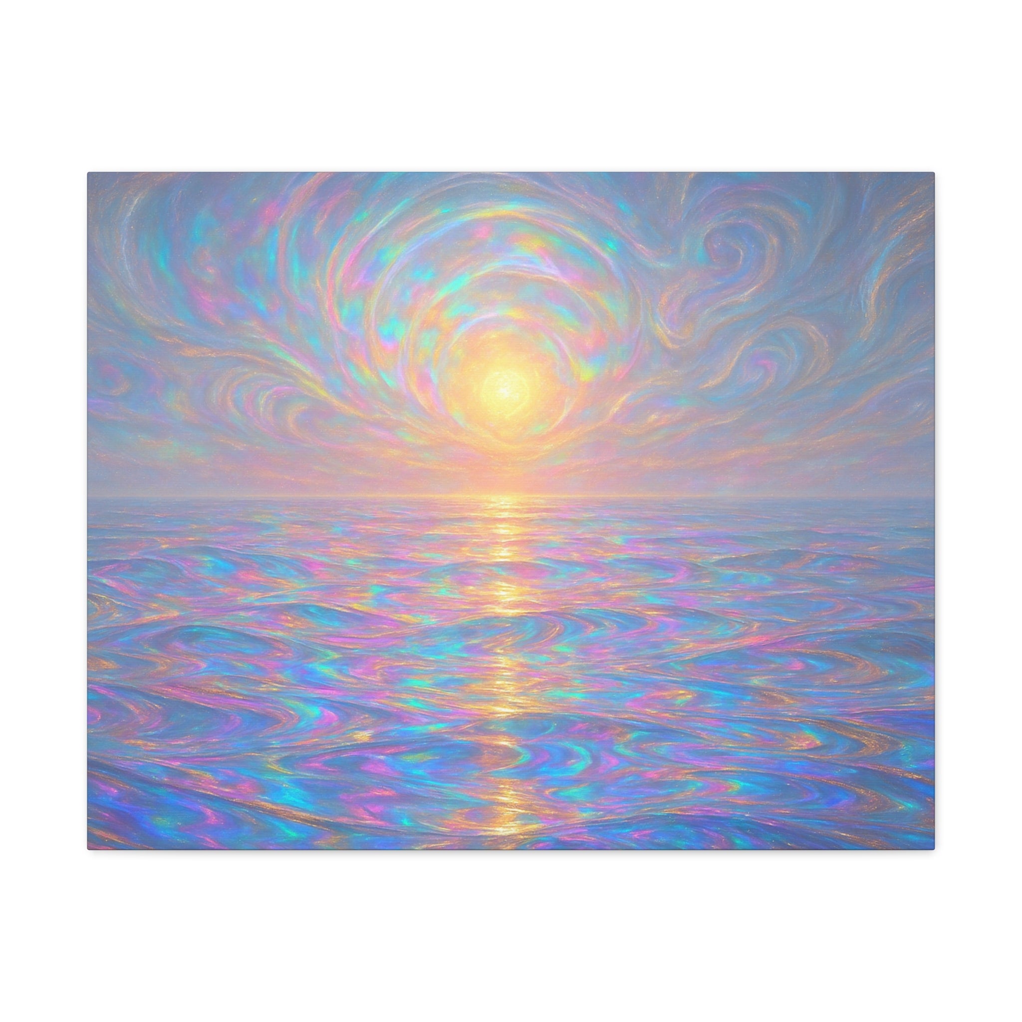 Iridescent Sunrise Seascape Canvas — Peaceful Ocean Wall Art