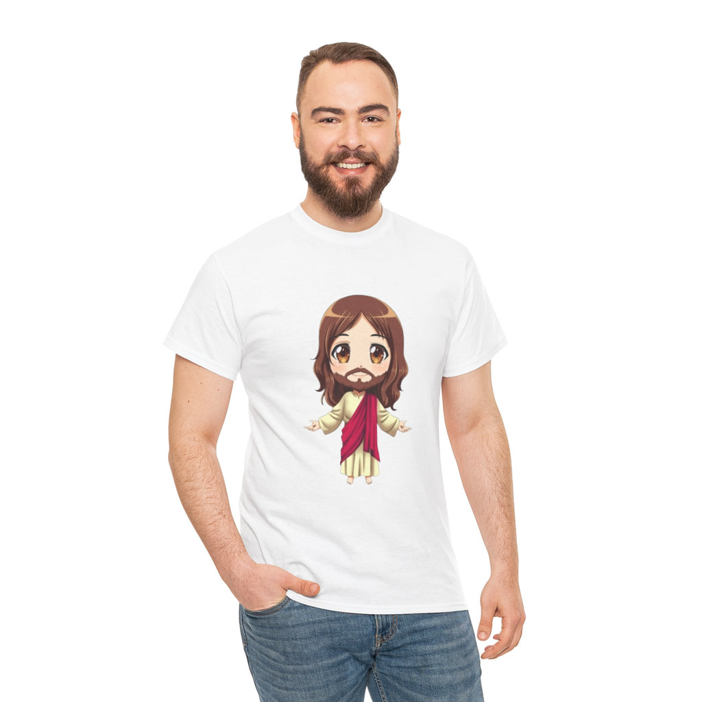 Christian Jesus Tee — Cute Chibi Front & Classic Back Religious T-Shirt