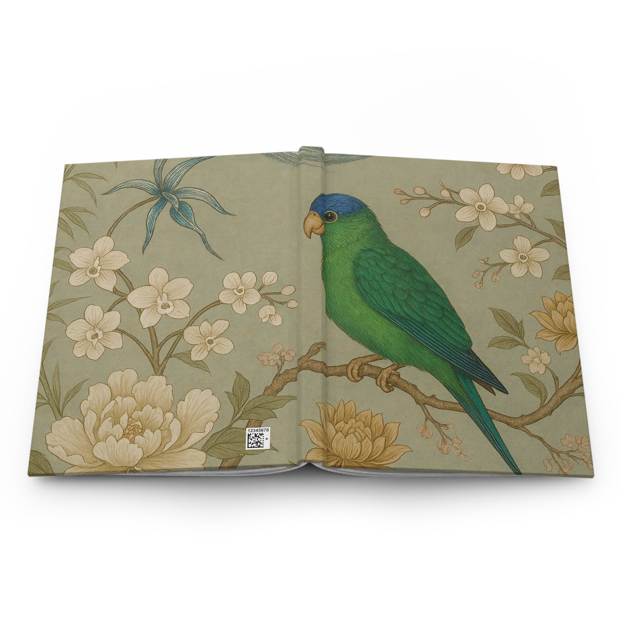 Botanical Parrot Hardcover Journal — Floral Vintage Bird Notebook