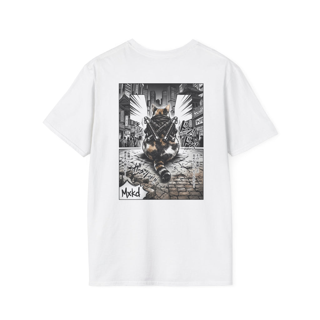 Cat Samurai T‑Shirt — Urban Noir Graphic Tee (Mxkd)