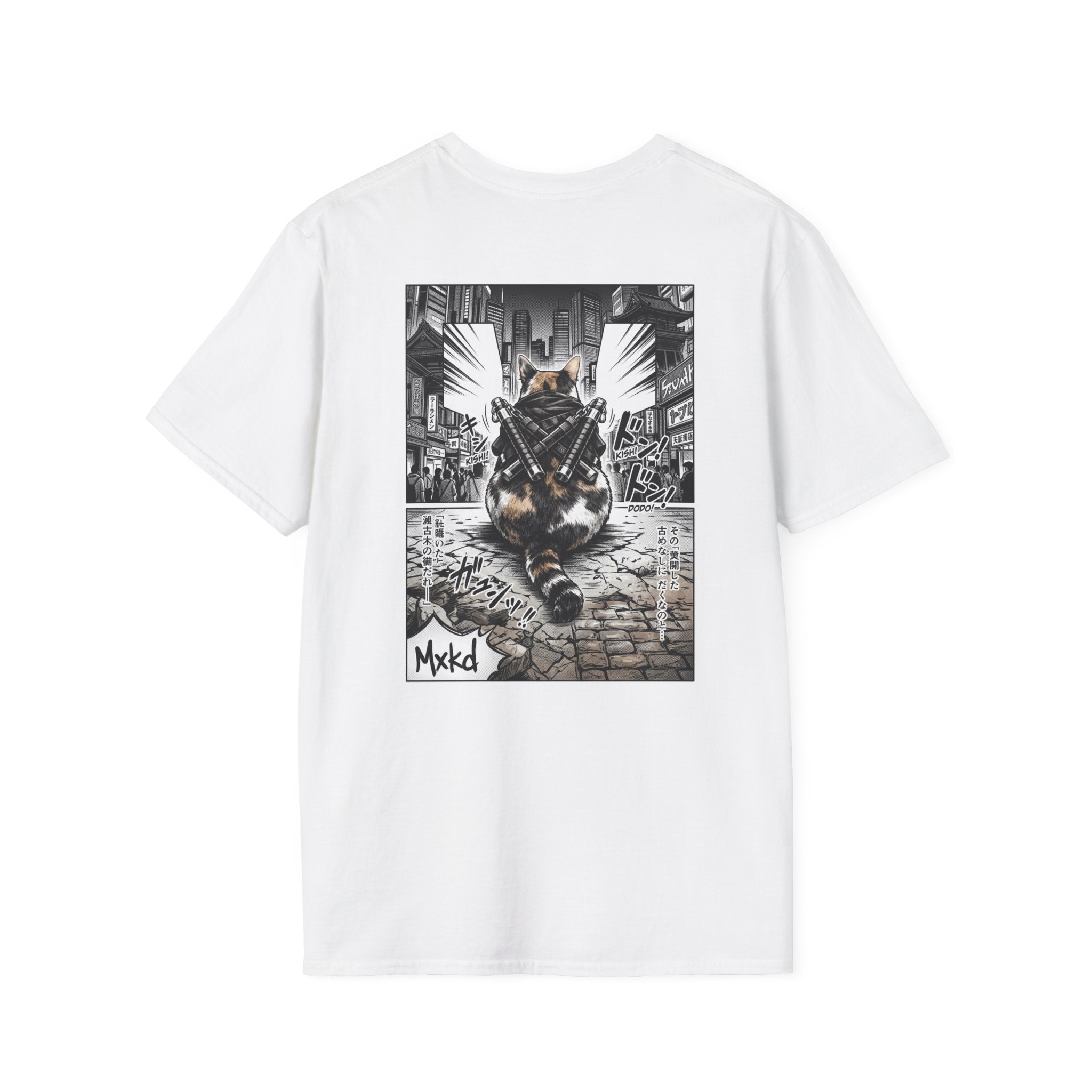 Cat Samurai T‑Shirt — Urban Noir Graphic Tee (Mxkd)