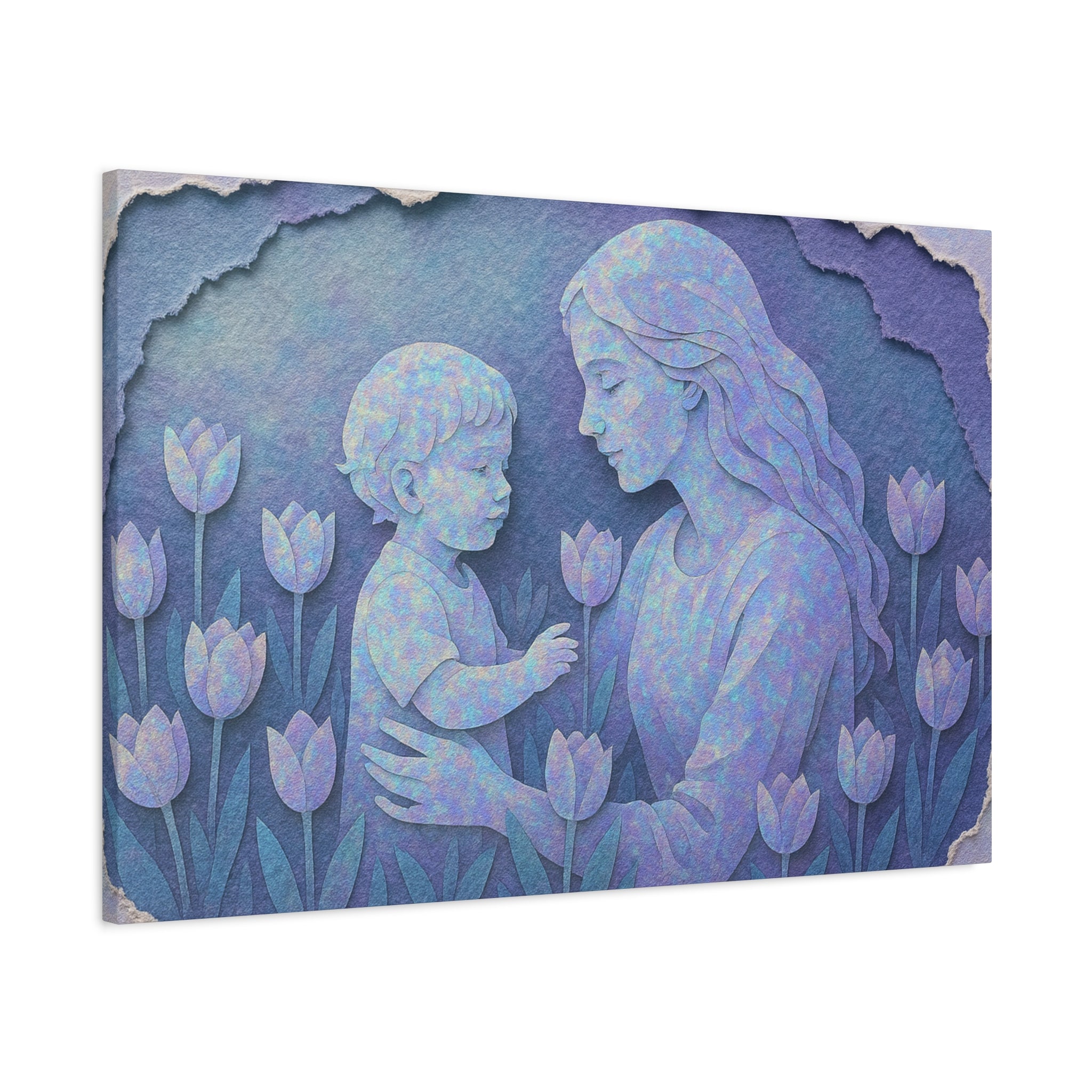 Mother and Child Tulip Matte Canvas Wall Art — Stretched 1.25"