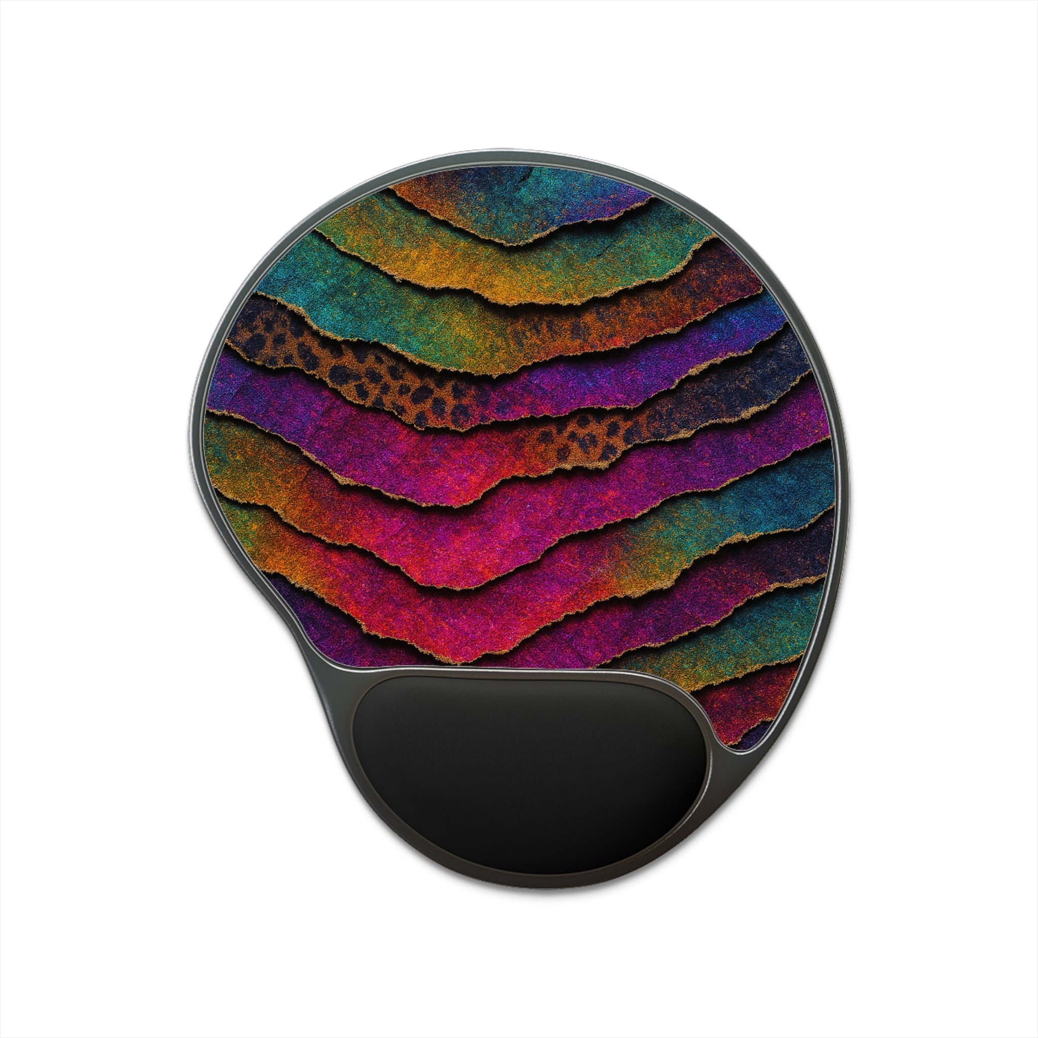 Colorful Zebra Wave Mouse Pad with Wrist Rest — Ergonomic Office & Gamer Desk Accessory