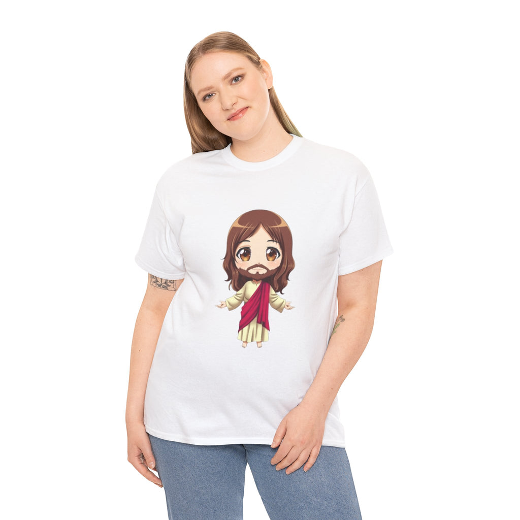 Christian Jesus Tee — Cute Chibi Front & Classic Back Religious T-Shirt