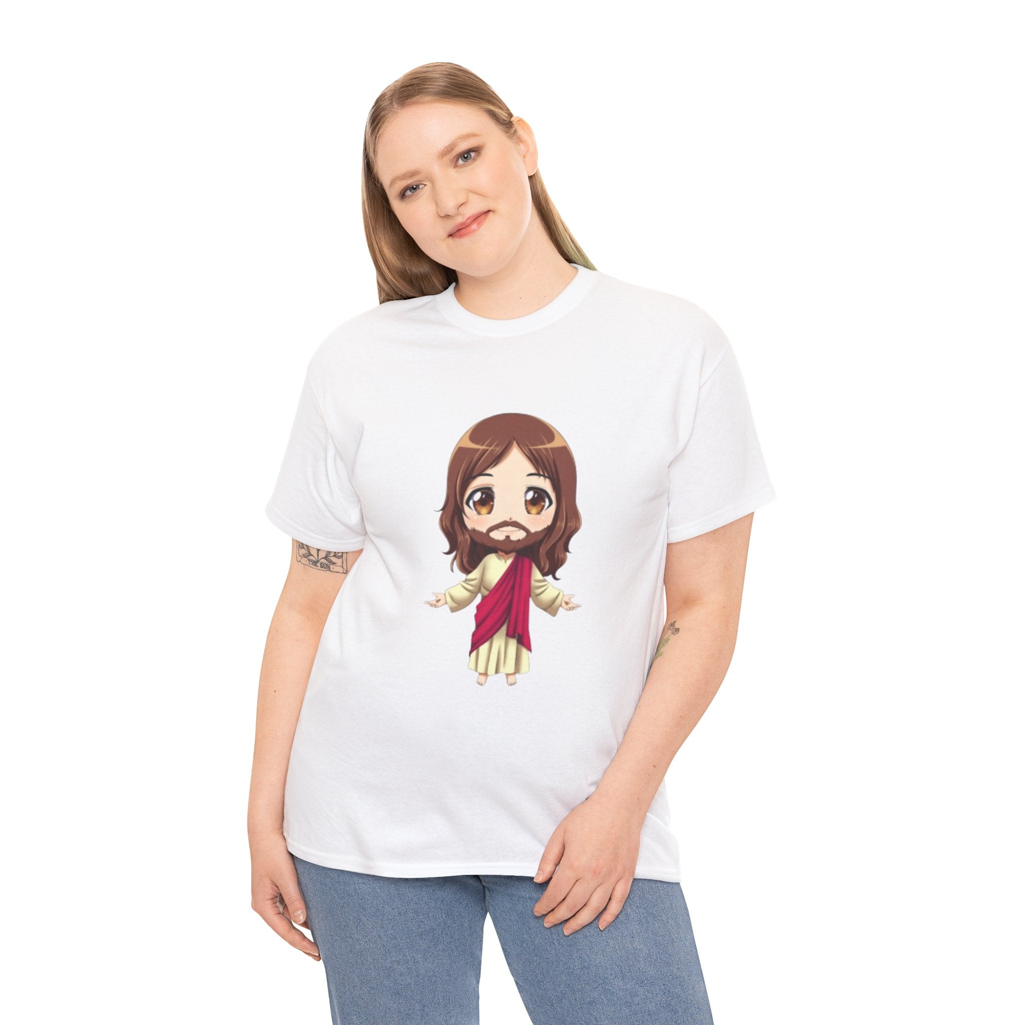 Christian Jesus Tee — Cute Chibi Front & Classic Back Religious T-Shirt