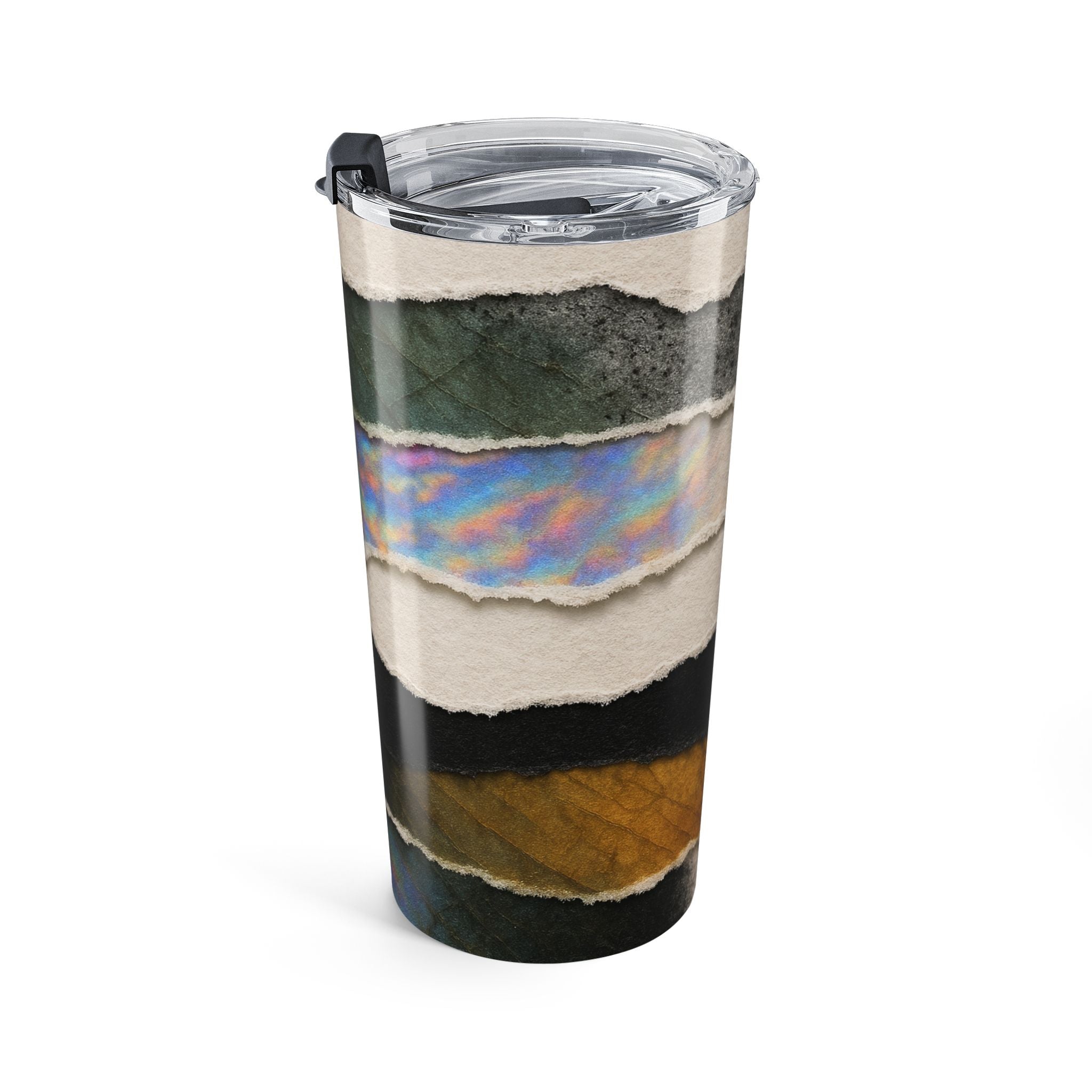 20oz Abstract Torn Paper Tumbler — Iridescent & Textured Travel Cup