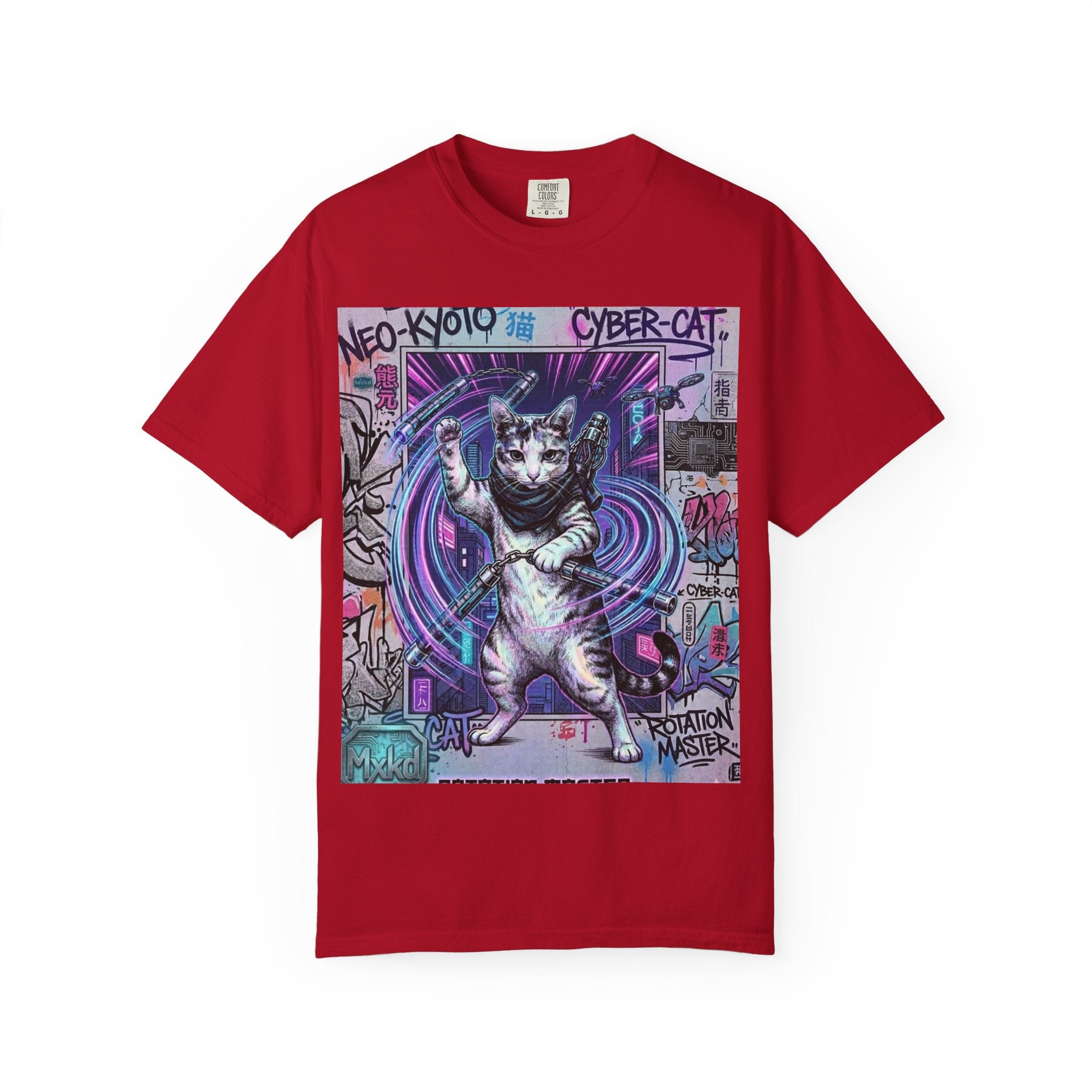 Cyber Cat T-Shirt — Neo-Kyoto Street Art Graphic Tee