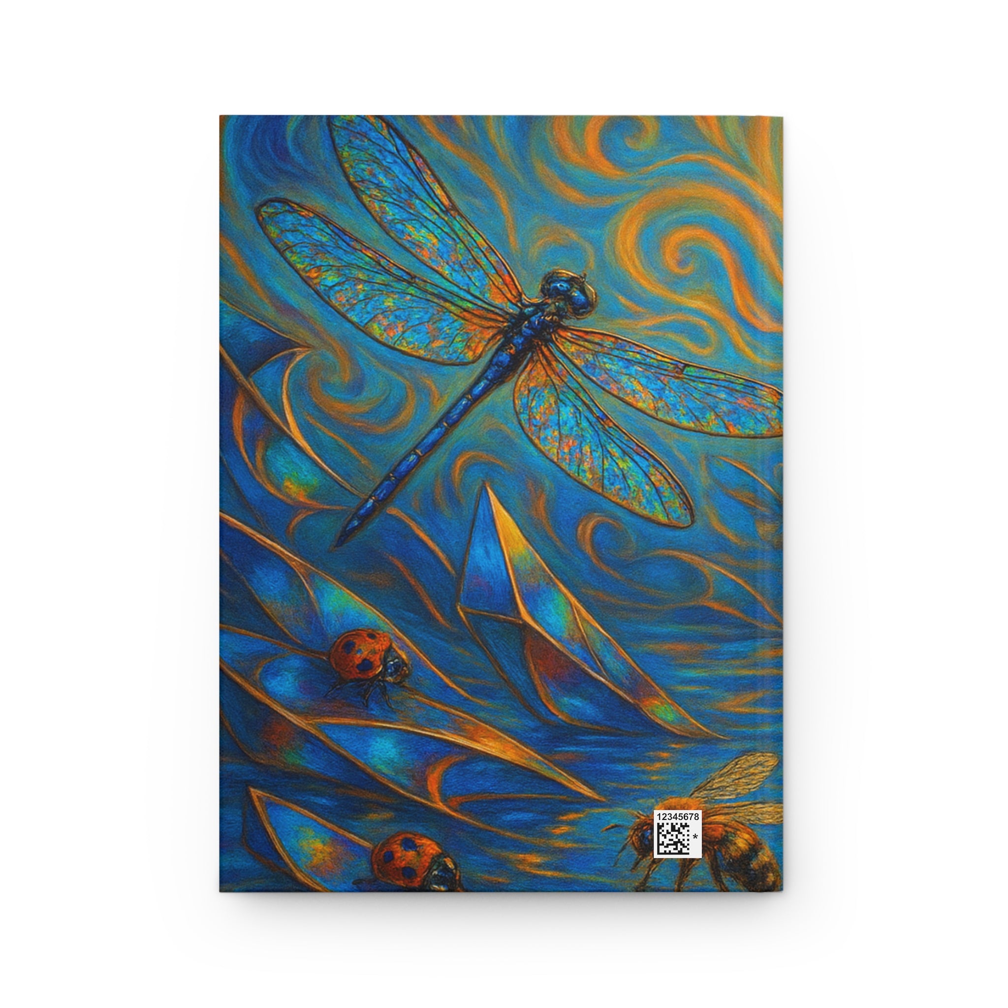 Butterfly & Dragonfly Hardcover Journal — Blue-Gold Nature Art Notebook