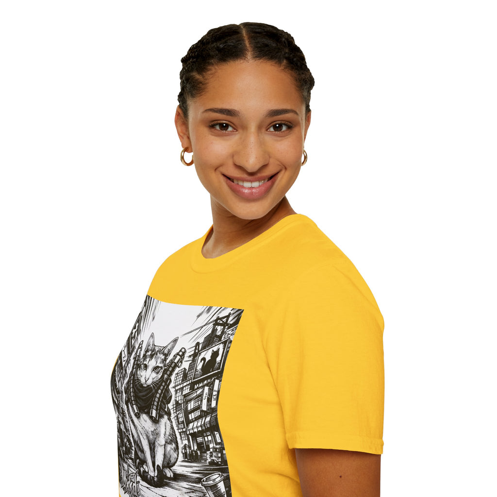 Cat Samurai T‑Shirt — Urban Noir Graphic Tee (Mxkd)