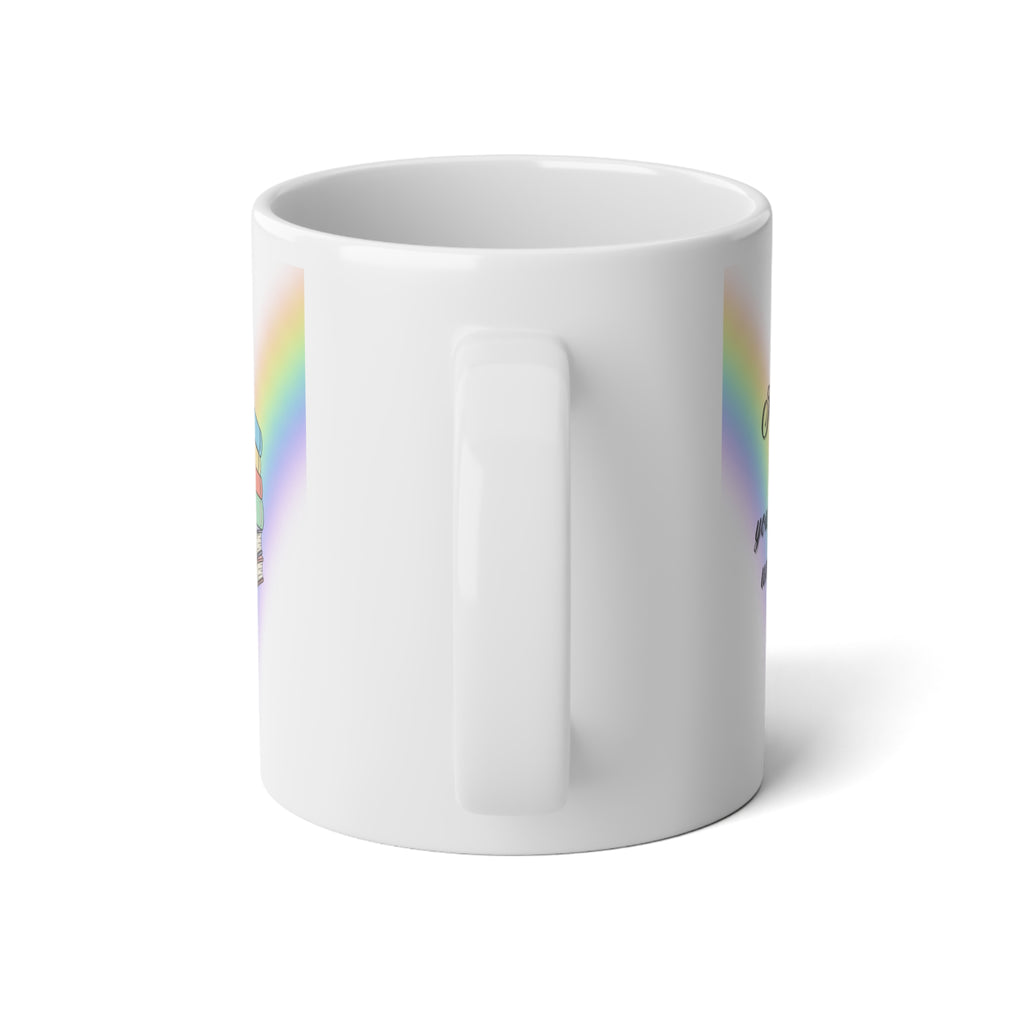 20oz Jumbo Booklover Mug — Rainbow Reading Girl Coffee Cup