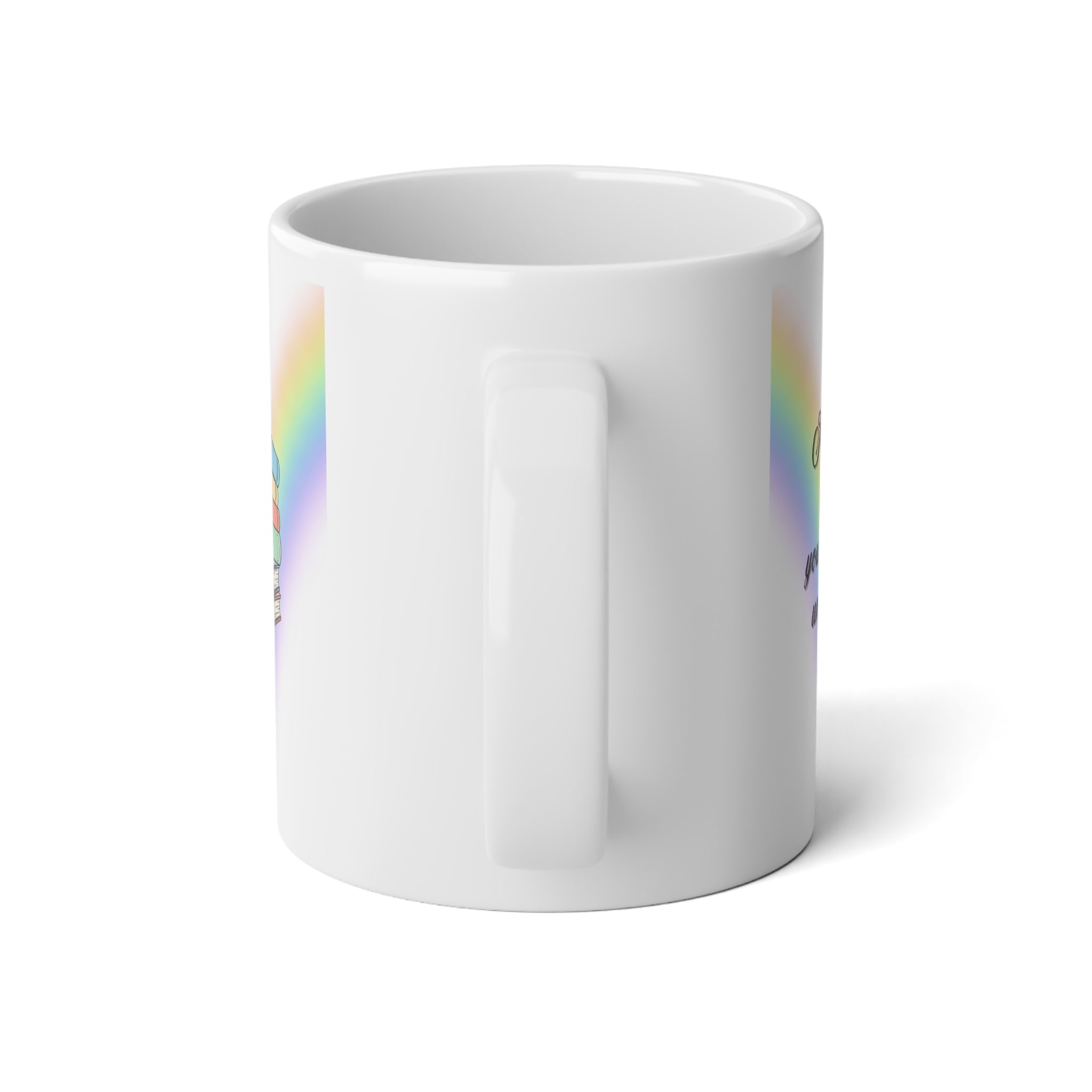 20oz Jumbo Booklover Mug — Rainbow Reading Girl Coffee Cup