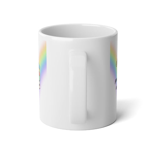 20oz Jumbo Booklover Mug — Rainbow Reading Girl Coffee Cup