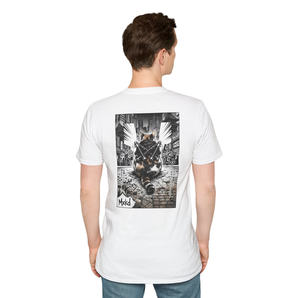 Cat Samurai T‑Shirt — Urban Noir Graphic Tee (Mxkd)