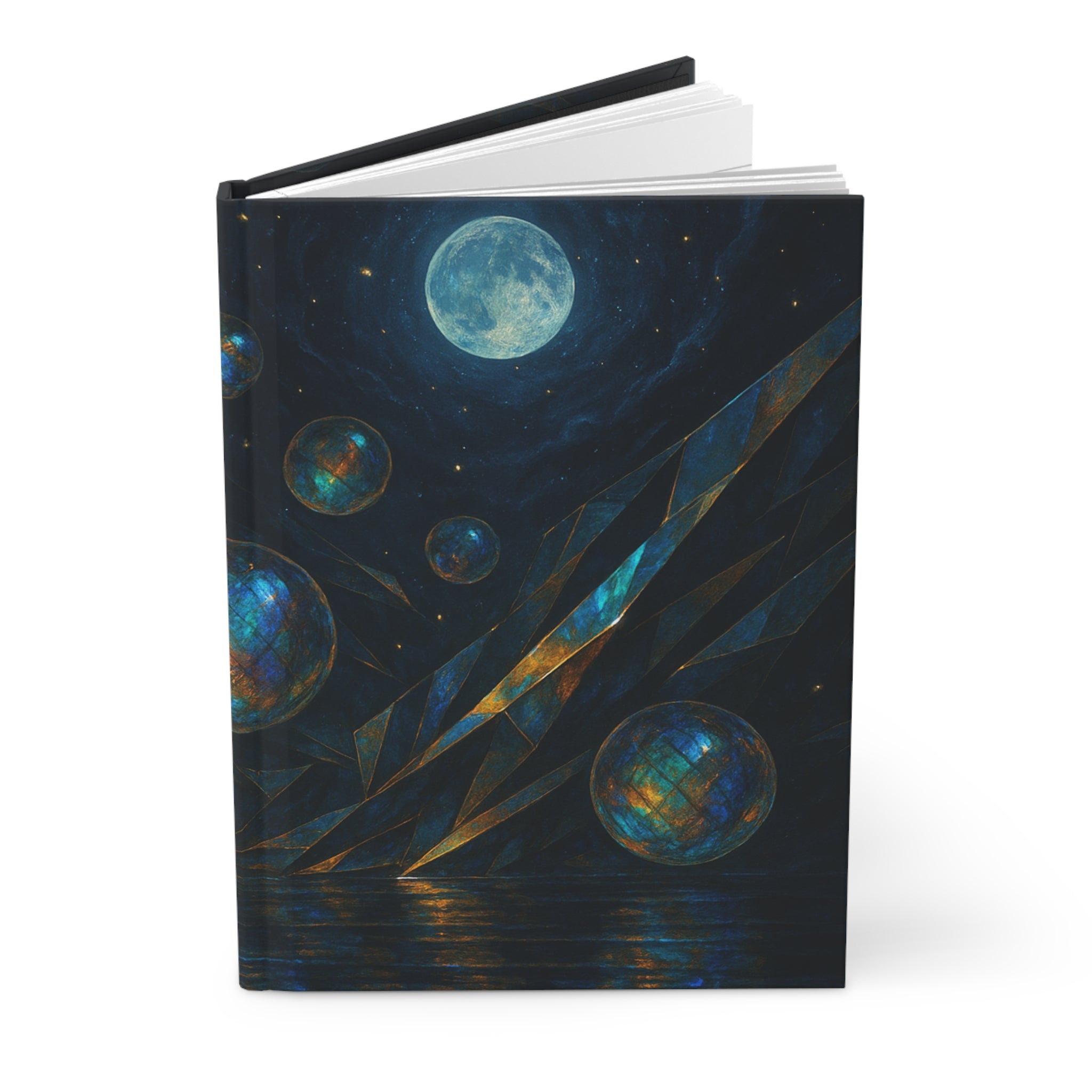Luminous Moonlit Spheres Hardcover Journal — Celestial Art Notebook for Dreamers & Writers