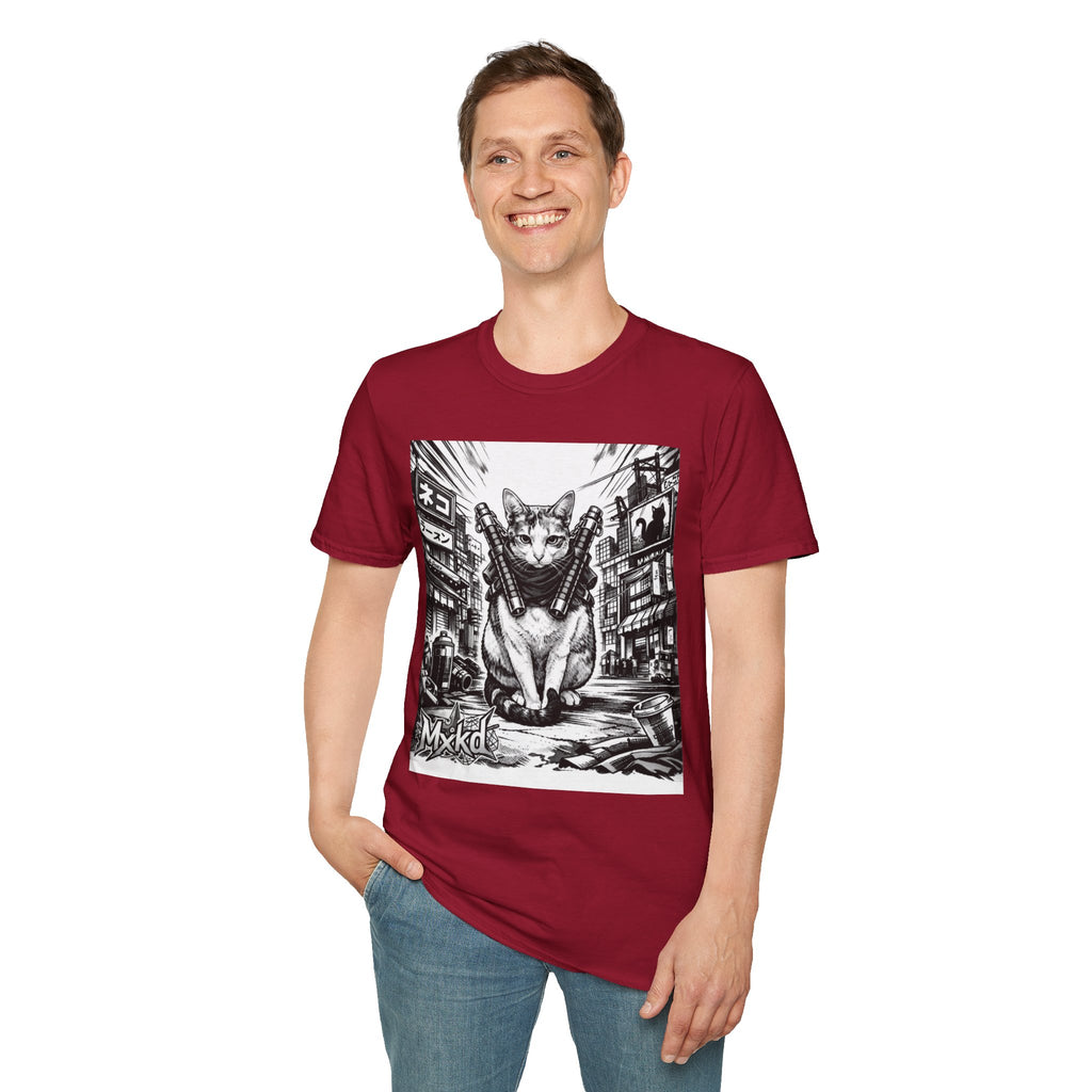 Cat Samurai T‑Shirt — Urban Noir Graphic Tee (Mxkd)