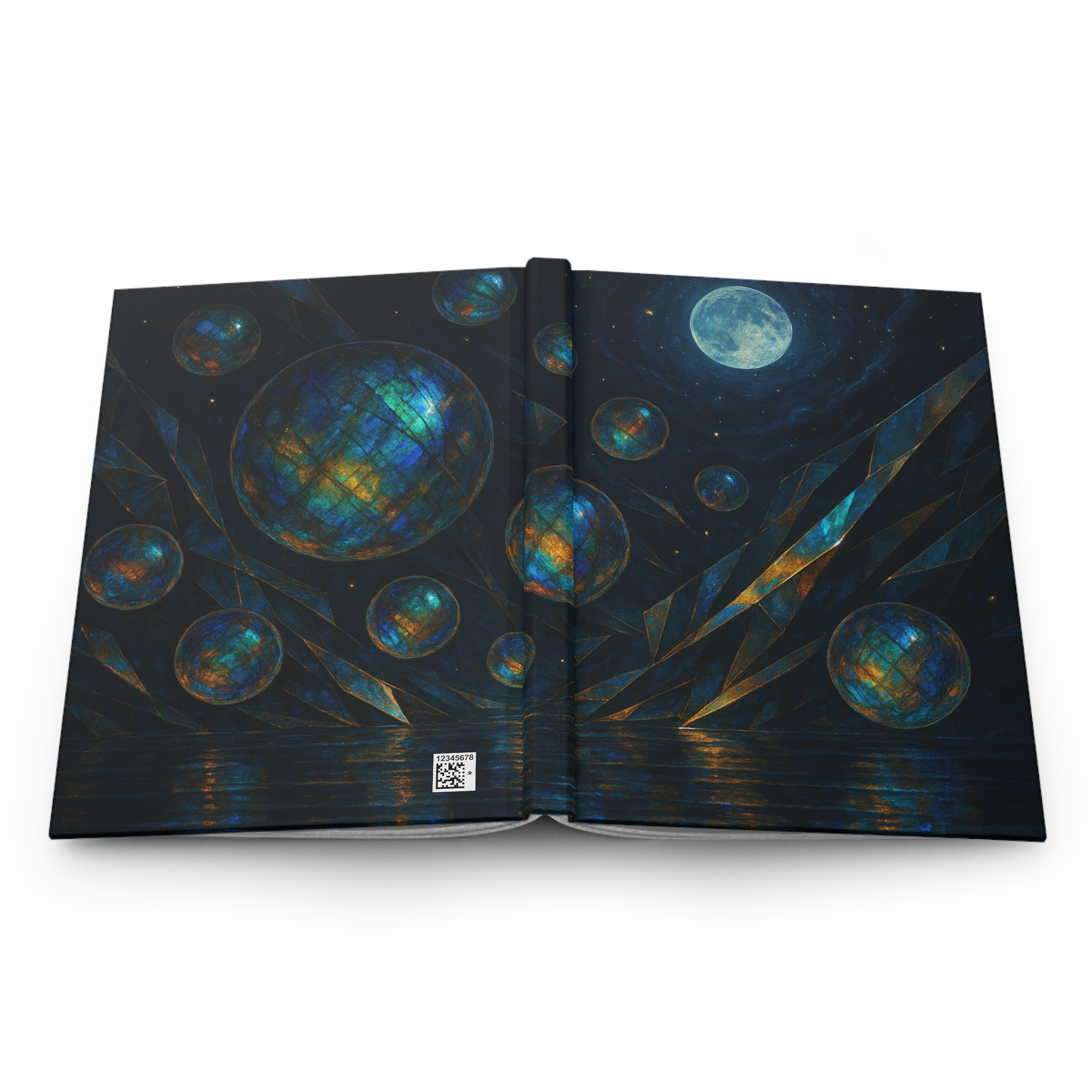 Luminous Moonlit Spheres Hardcover Journal — Celestial Art Notebook for Dreamers & Writers