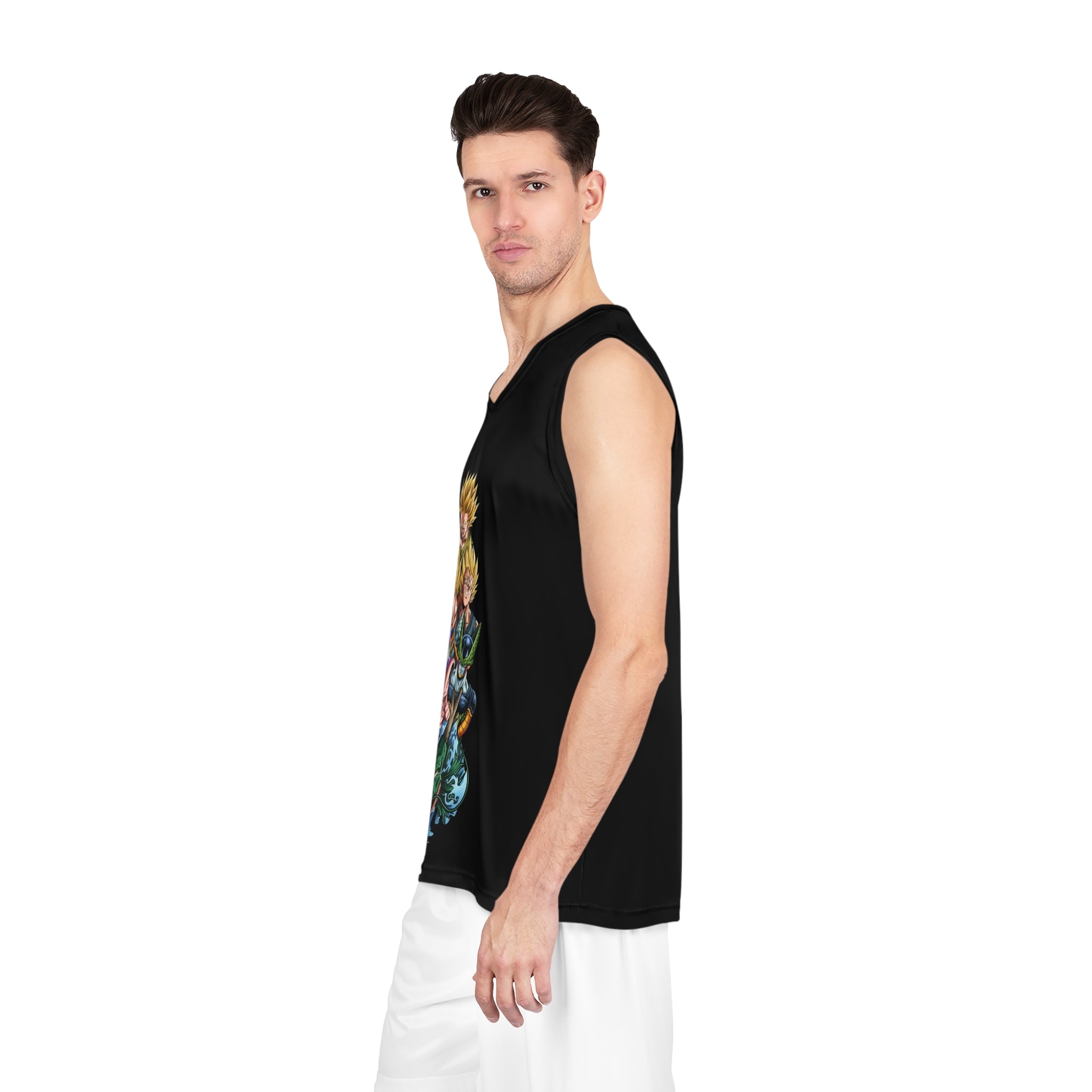 Anime Power Basketball Jersey — Super Saiyan Lineup Graphic AOP