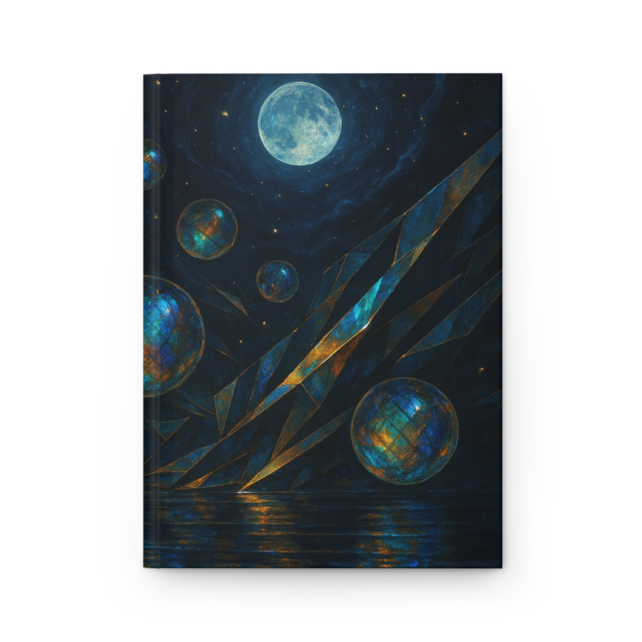 Luminous Moonlit Spheres Hardcover Journal — Celestial Art Notebook for Dreamers & Writers