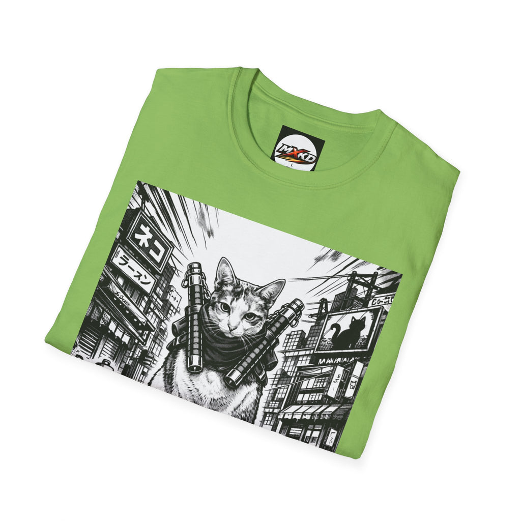 Cat Samurai T‑Shirt — Urban Noir Graphic Tee (Mxkd)