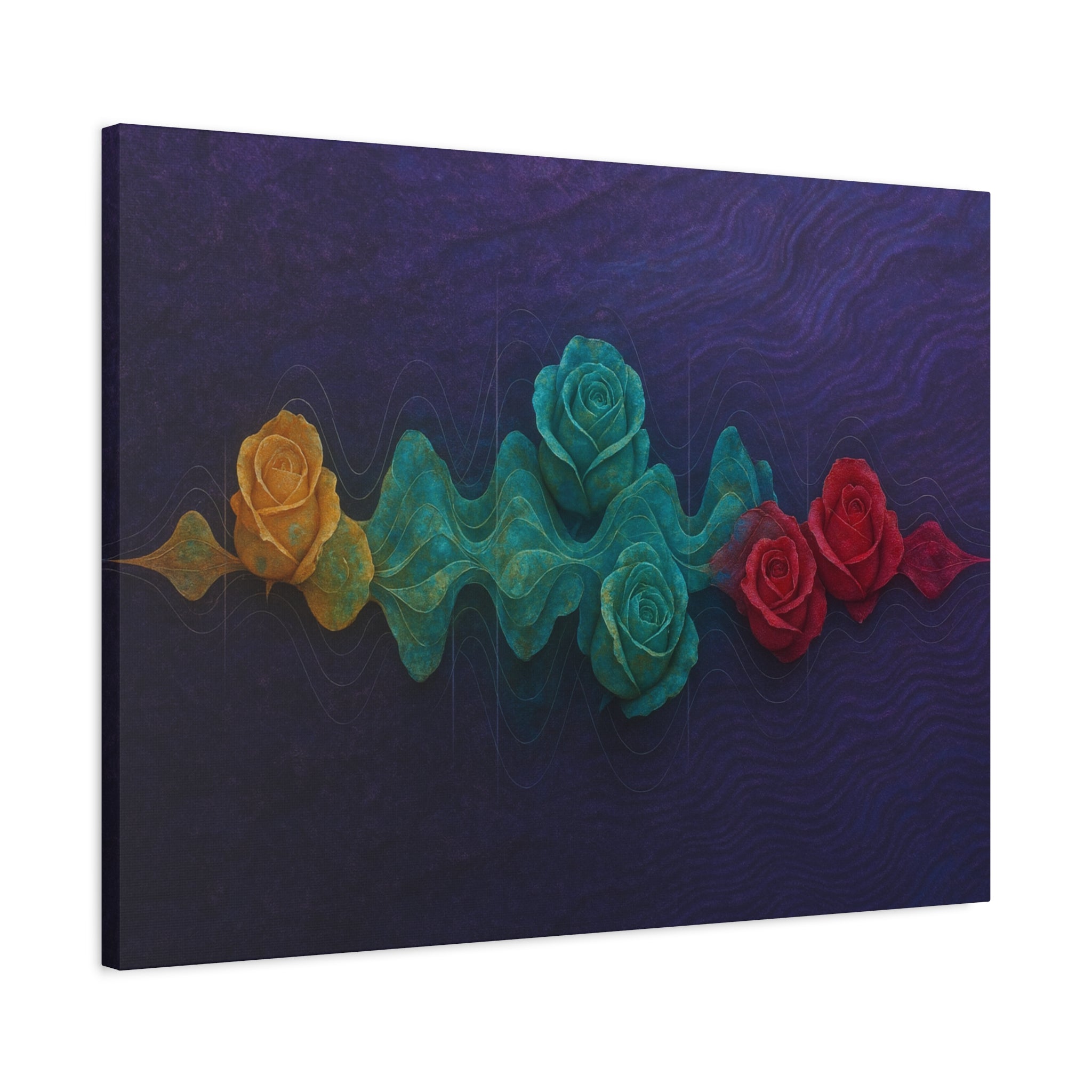 Rainbow Rose Wave Matte Canvas Print — Stretched 1.25" Wall Art