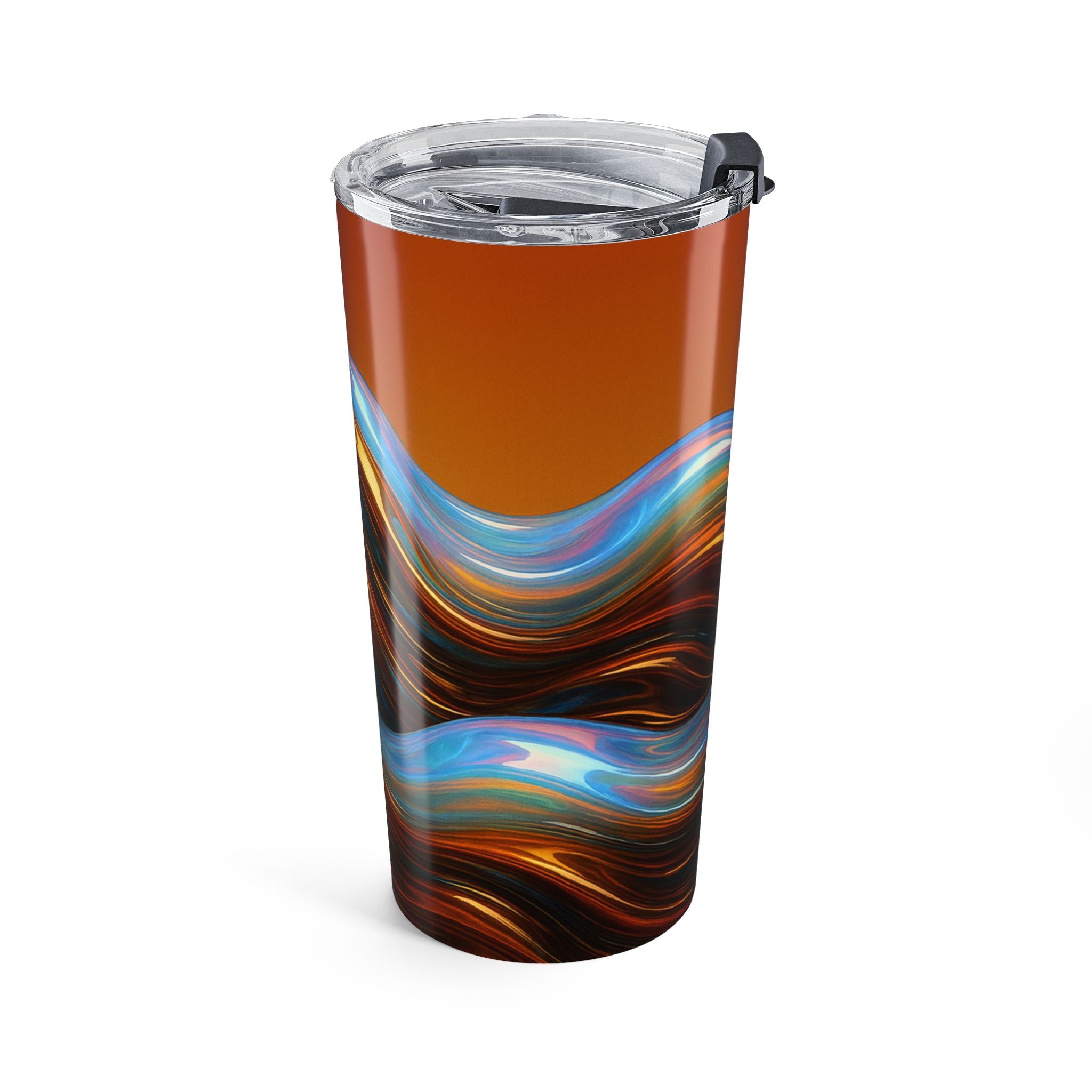 20oz Abstract Swirl Travel Tumbler — Copper & Blue Wave Insulated Cup
