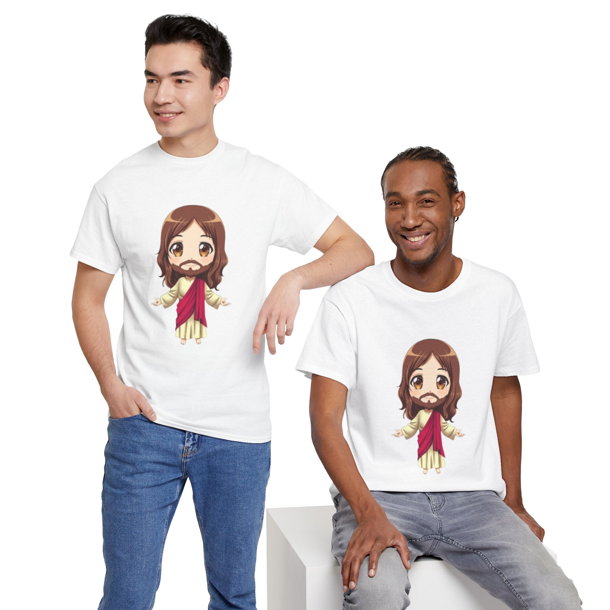 Christian Jesus Tee — Cute Chibi Front & Classic Back Religious T-Shirt