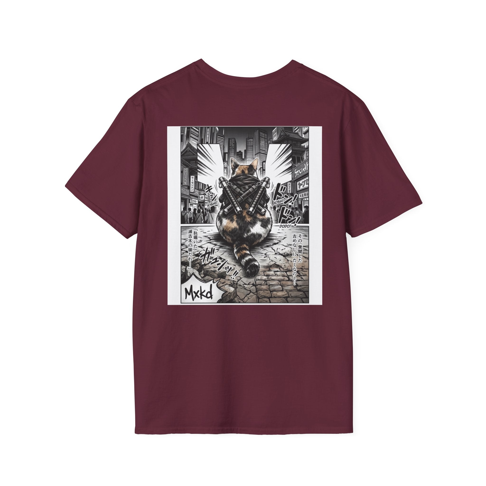 Cat Samurai T‑Shirt — Urban Noir Graphic Tee (Mxkd)