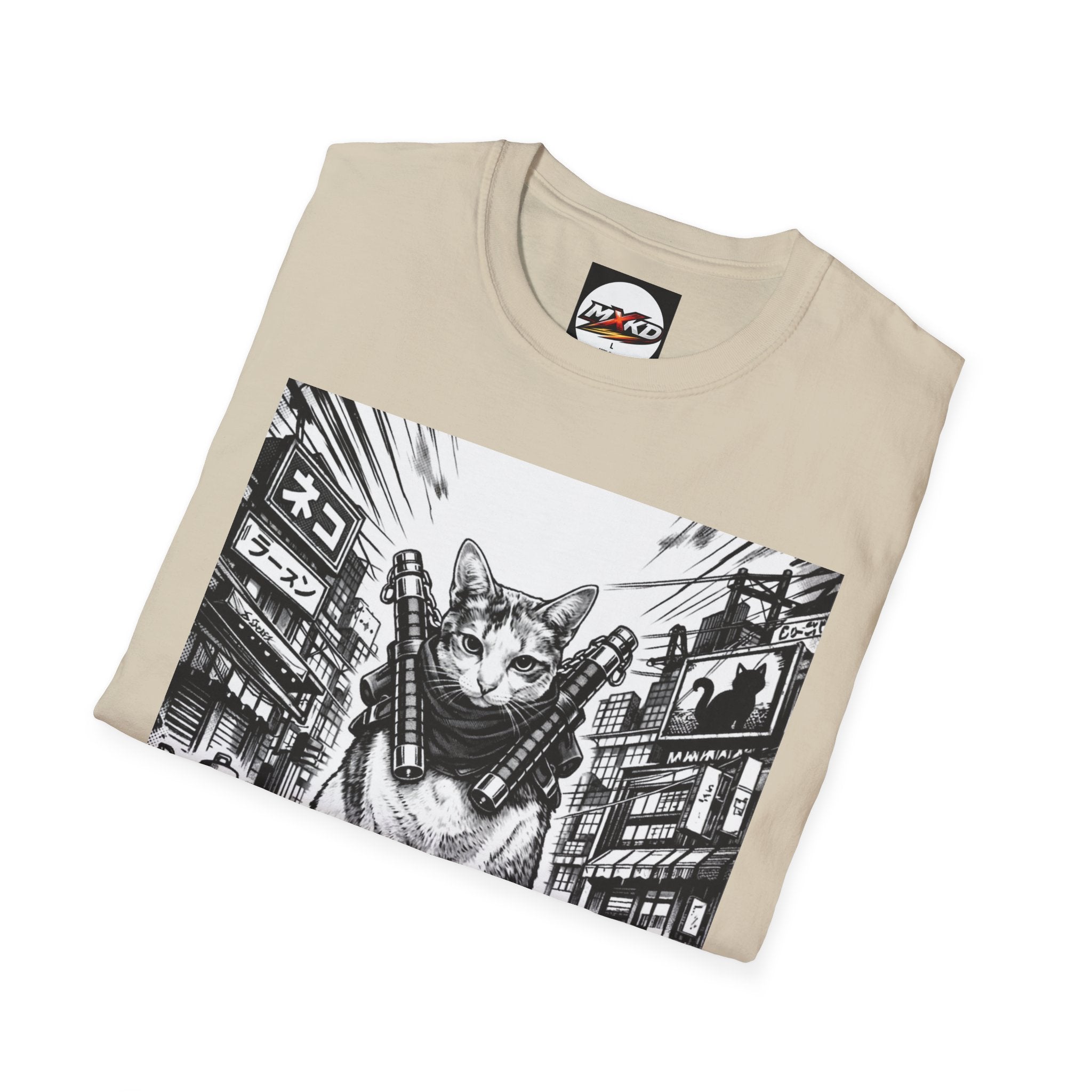 Cat Samurai T‑Shirt — Urban Noir Graphic Tee (Mxkd)
