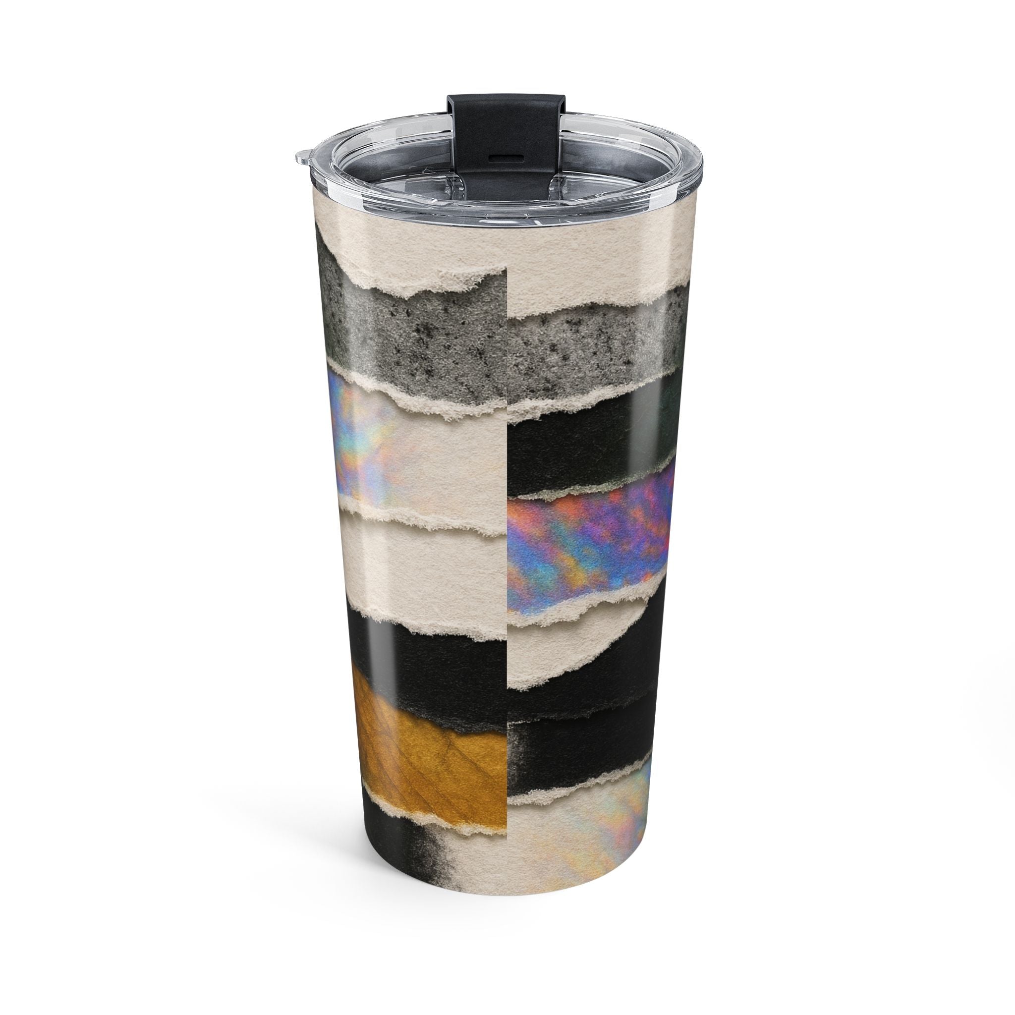 20oz Abstract Torn Paper Tumbler — Iridescent & Textured Travel Cup
