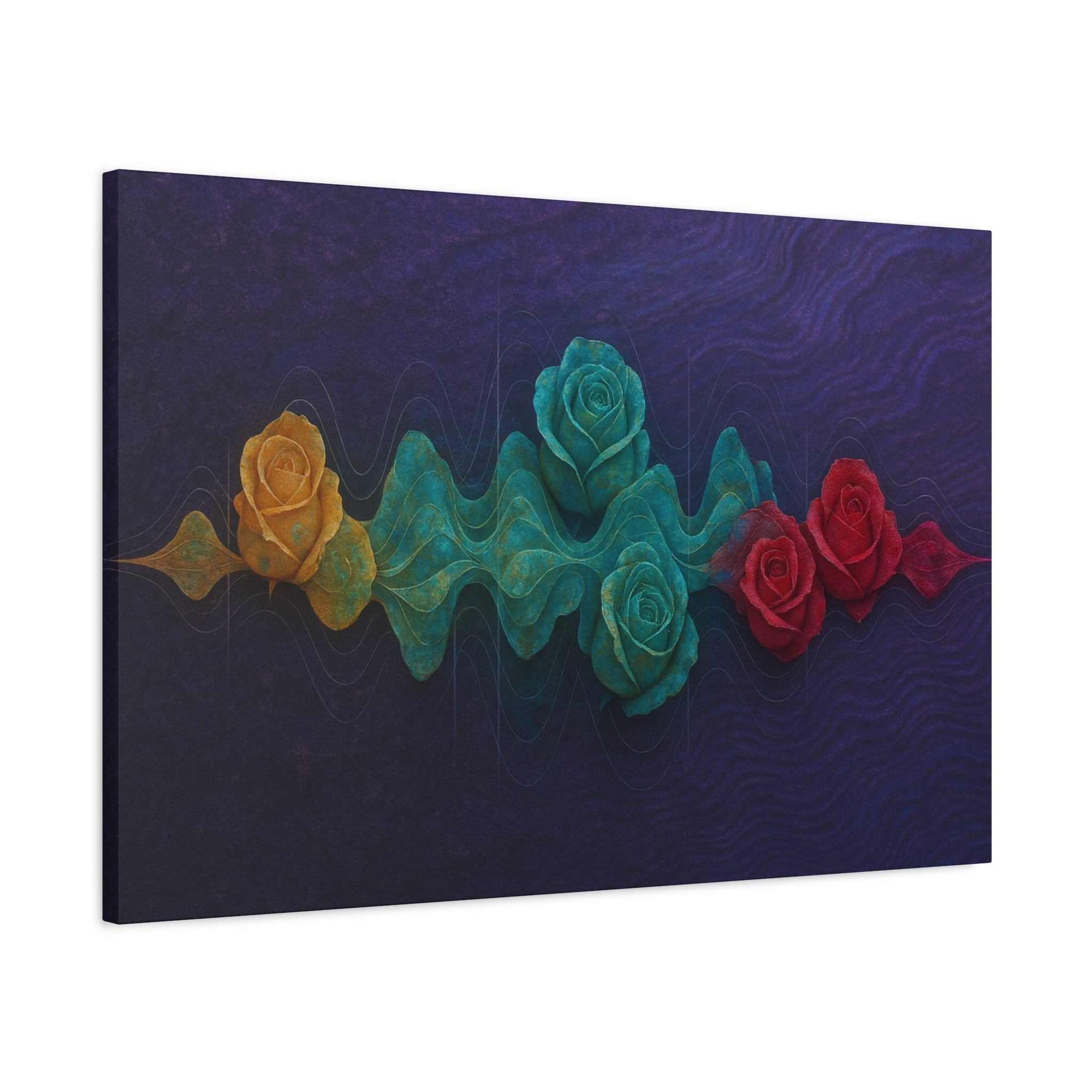 Rainbow Rose Wave Matte Canvas Print — Stretched 1.25" Wall Art