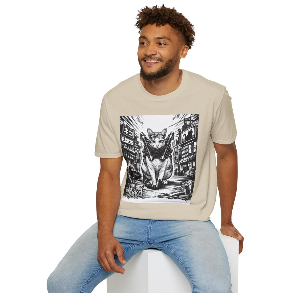 Cat Samurai T‑Shirt — Urban Noir Graphic Tee (Mxkd)