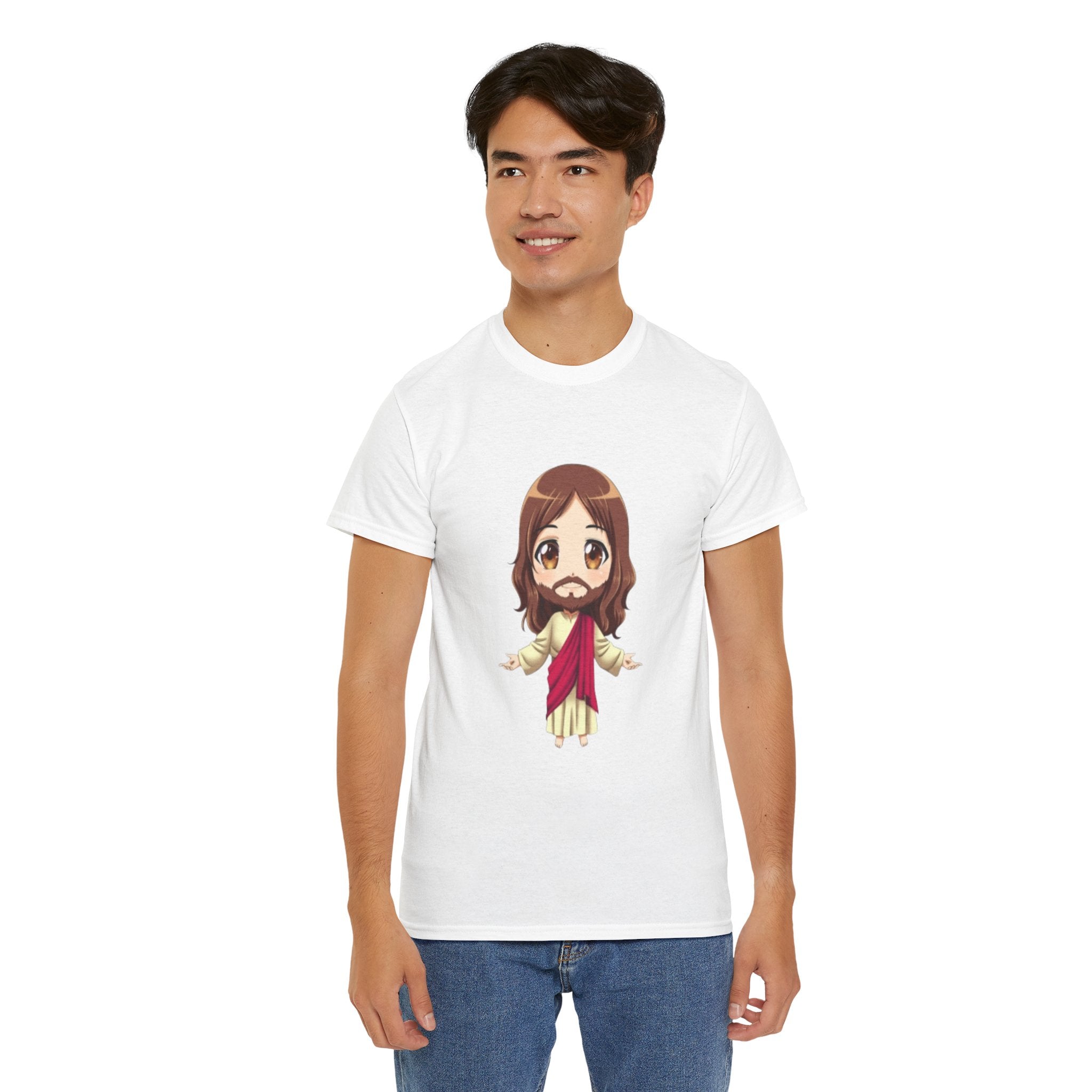 Christian Jesus Tee — Cute Chibi Front & Classic Back Religious T-Shirt