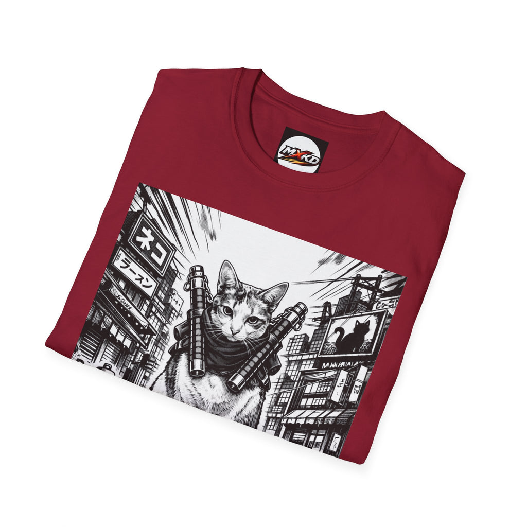 Cat Samurai T‑Shirt — Urban Noir Graphic Tee (Mxkd)
