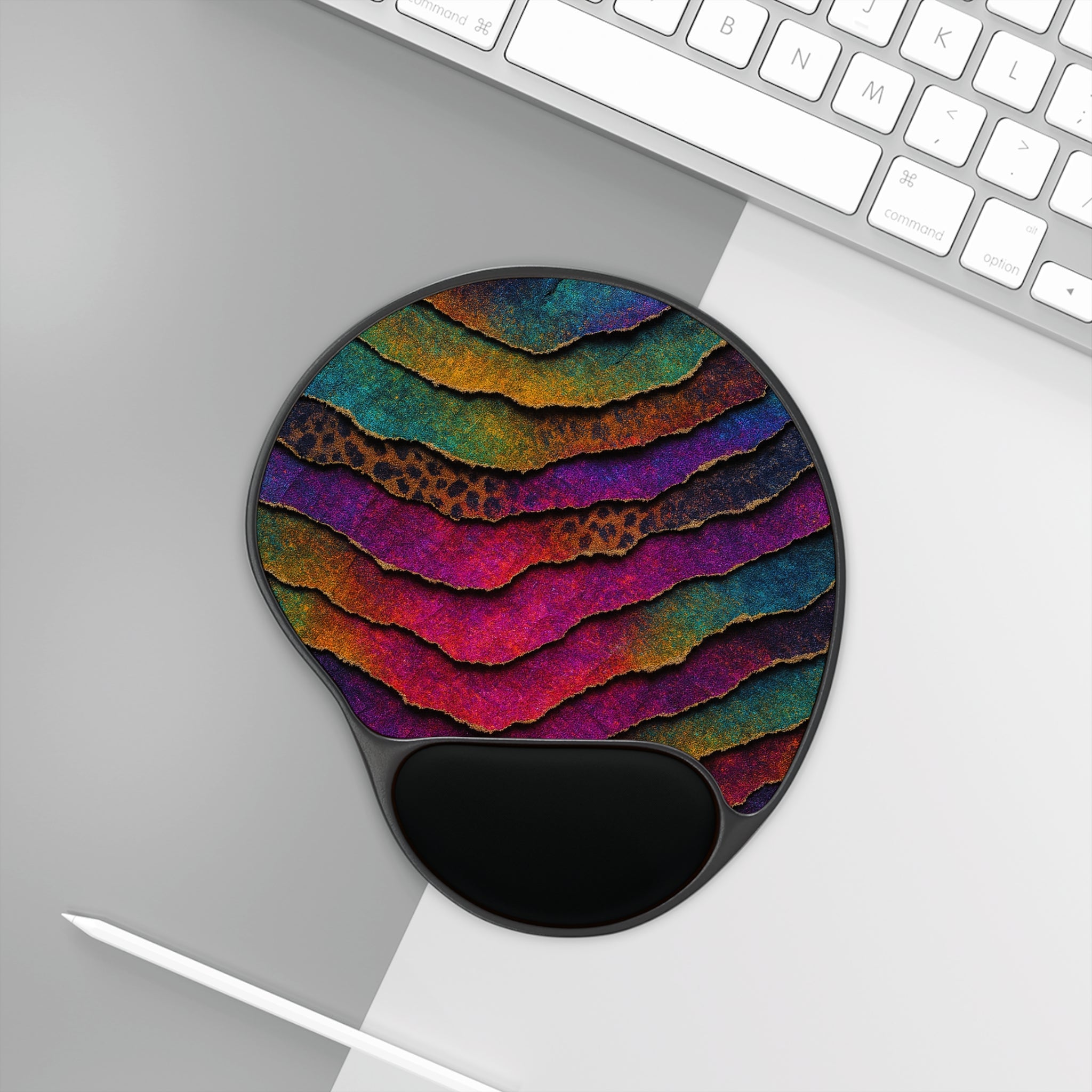 Colorful Zebra Wave Mouse Pad with Wrist Rest — Ergonomic Office & Gamer Desk Accessory